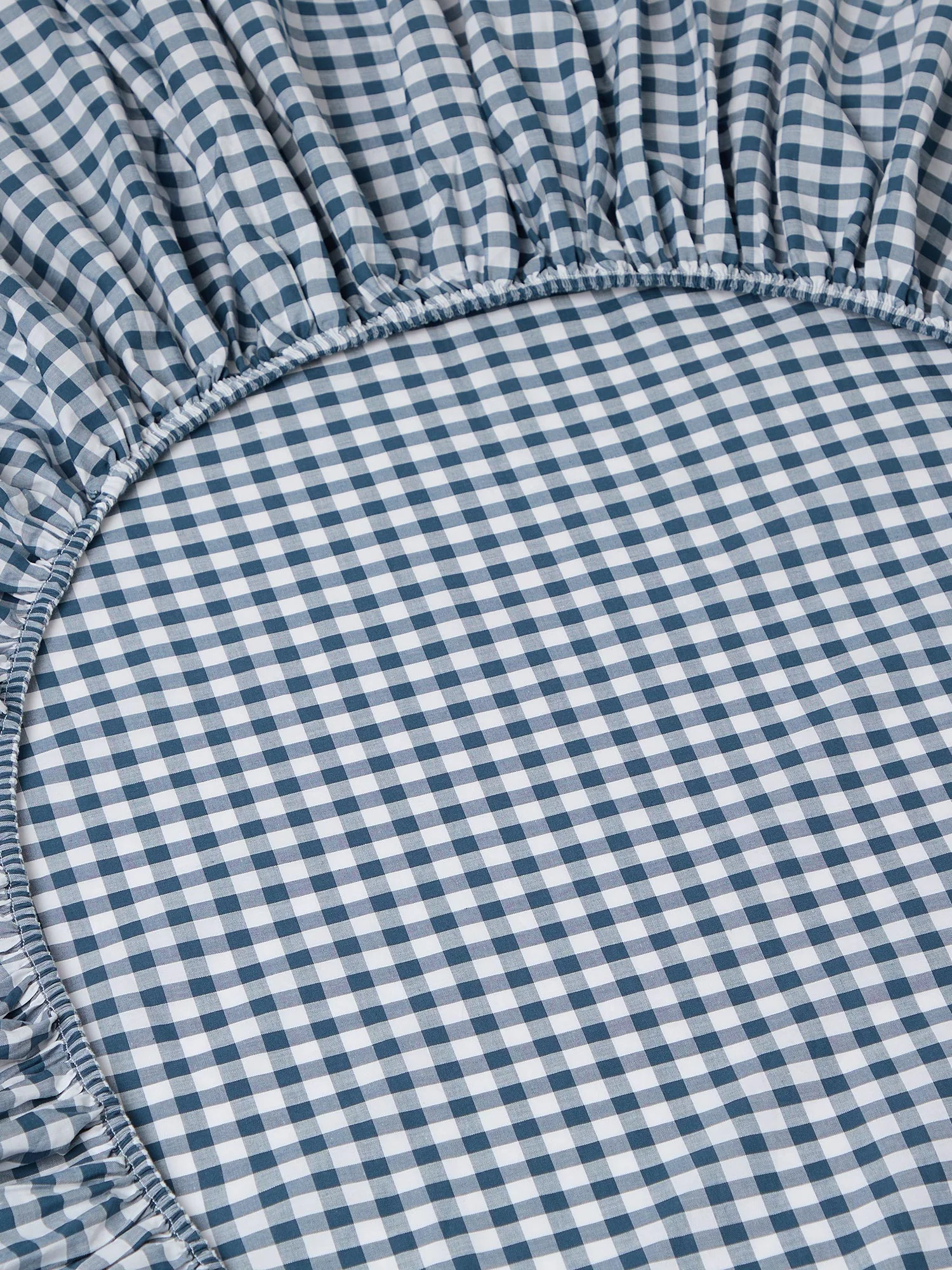 Indigo Small Gingham Cotton Fitted Sheet - Image 2
