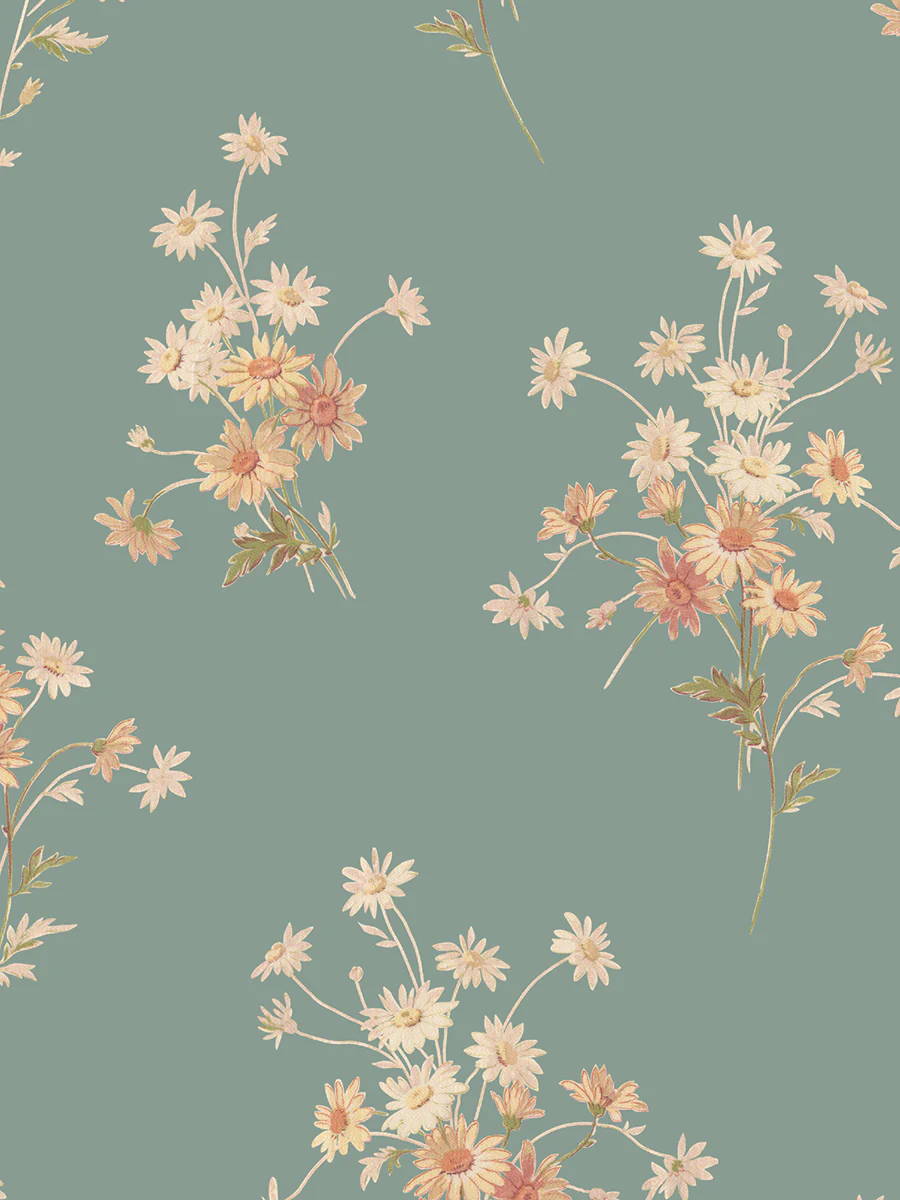 Laurel Green Daisy Bouquet Wallpaper - Image 3