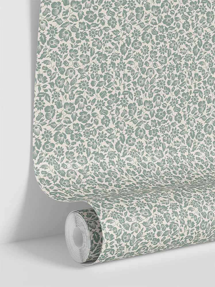 Laurel Green Meadow Floral Wallpaper - Image 3