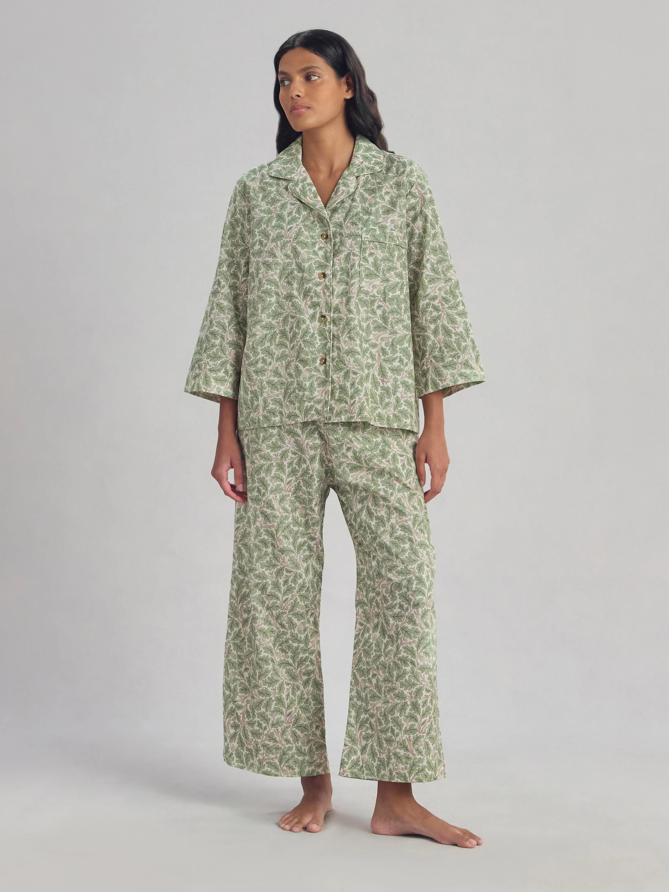 Leafy Arbour Oak Cotton Cropped Trouser Set - Image 3