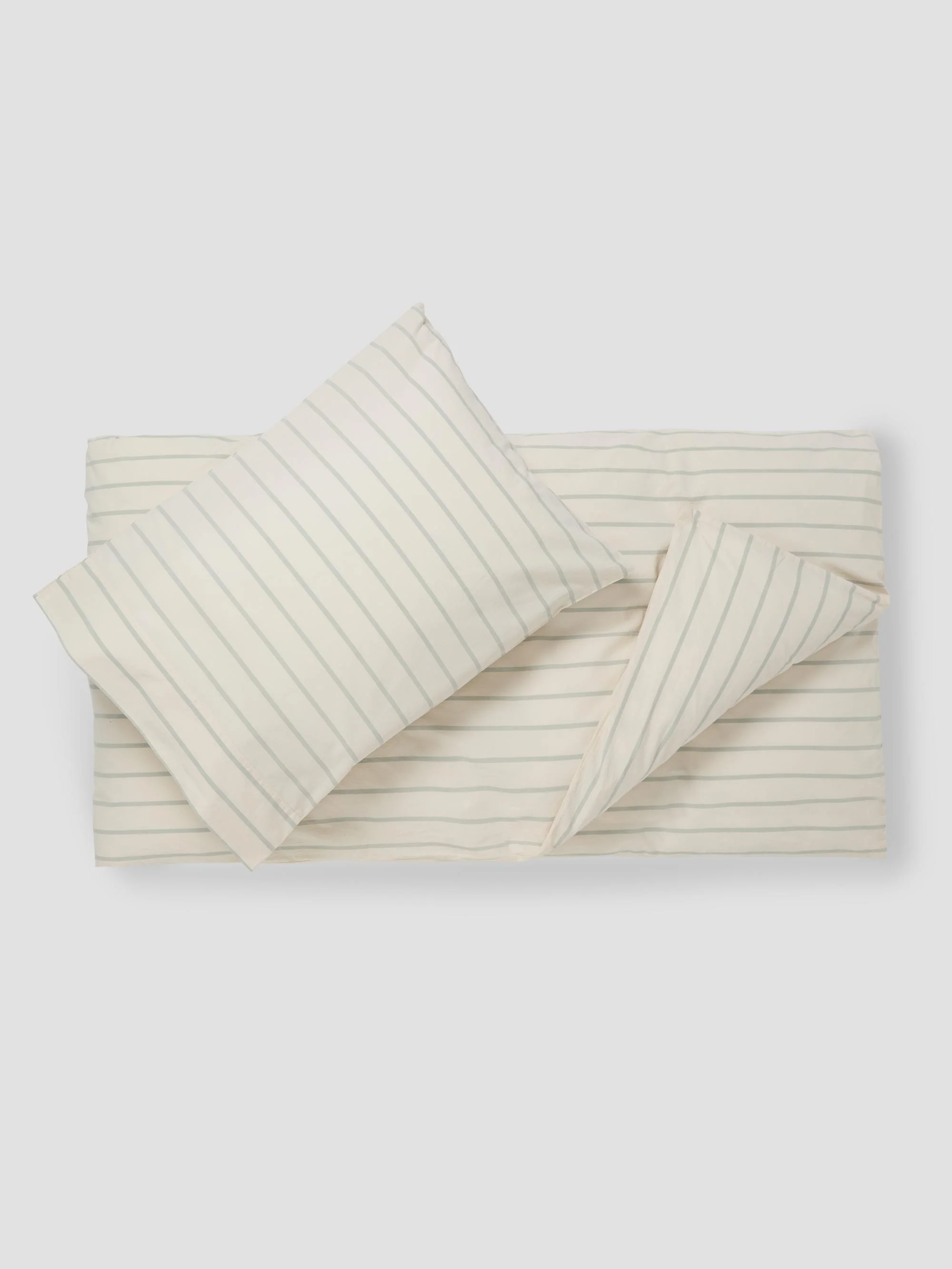 Mellow Green Slumber Stripe Kids Cotton Bedding Set - Image 3