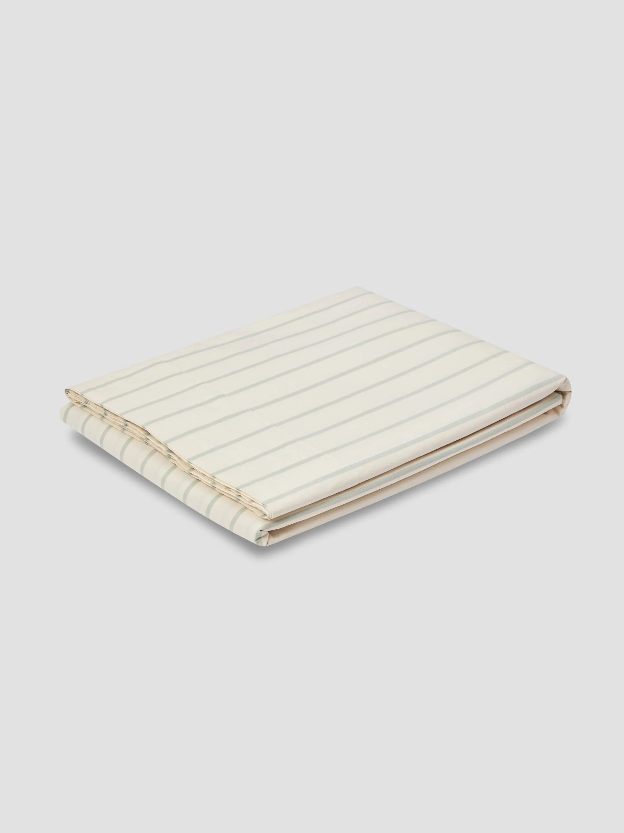 Mellow Green Slumber Stripe Cotton Flat Sheet - Image 2