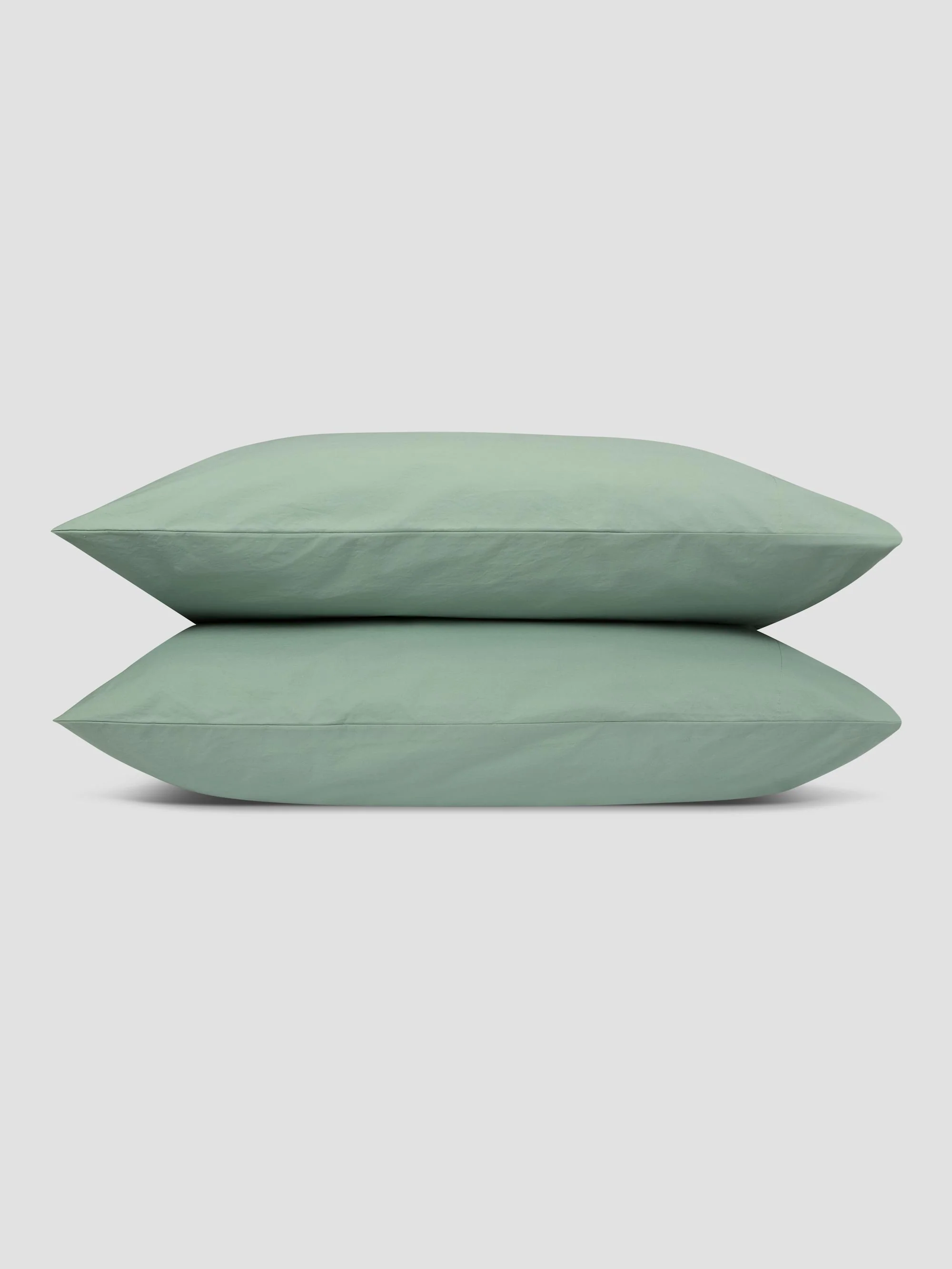 Mellow Green Washed Cotton Percale Pillowcases (Pair) - Image 2