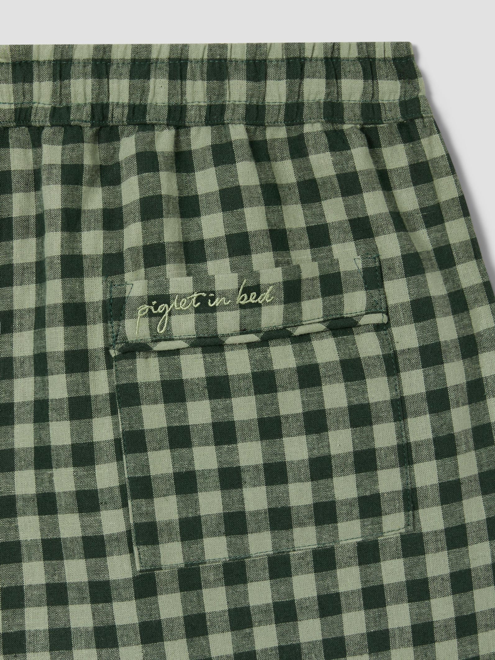 Men’s Bay Green & Fern Gingham Linen Blend Trousers - Image 3
