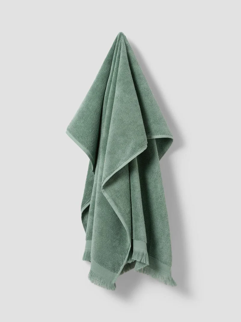 Moss Green Fringe Edge Cotton Towels - Image 3