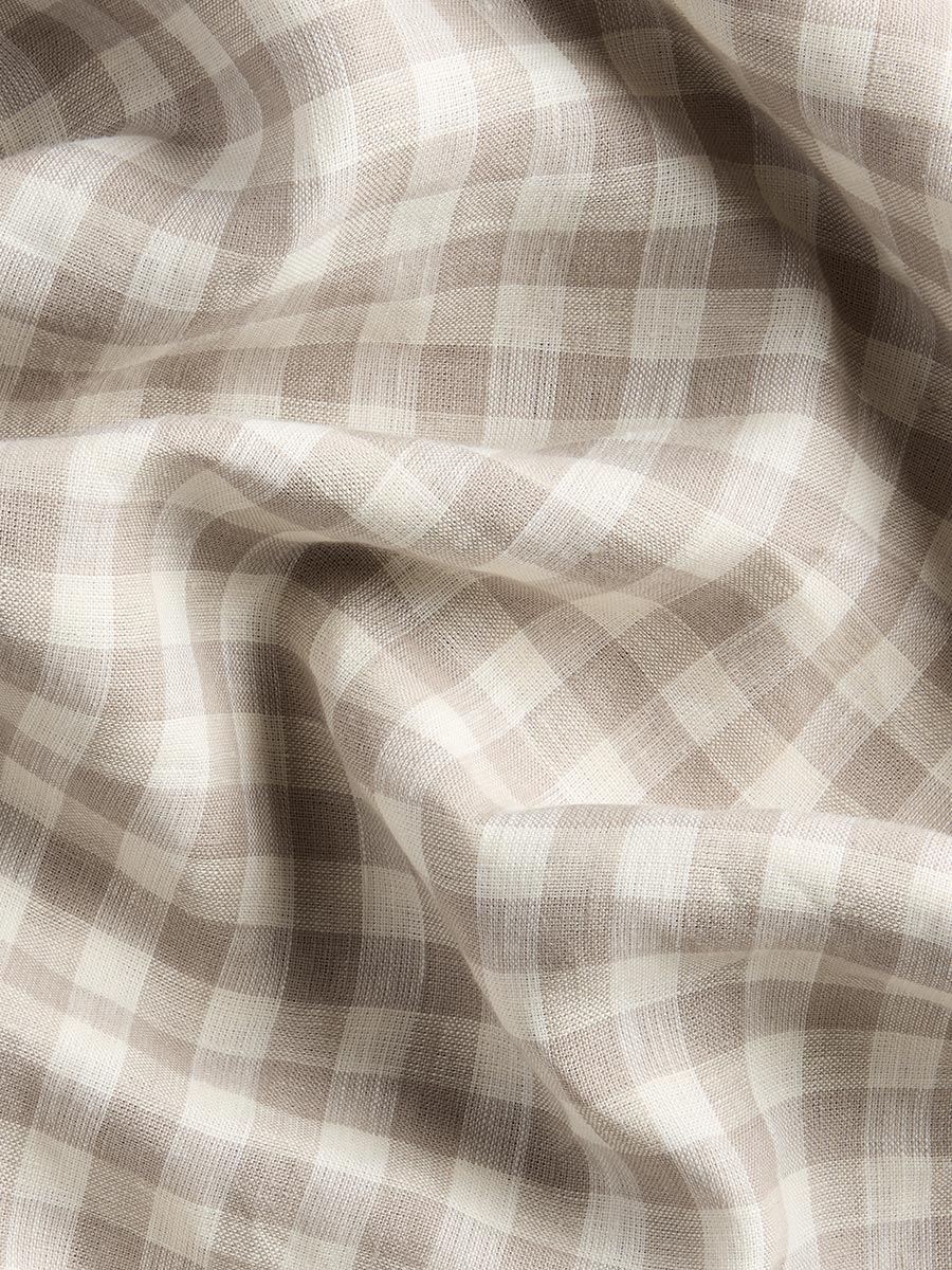Mushroom Gingham Linen Blend Curtains (Pair) - Image 3
