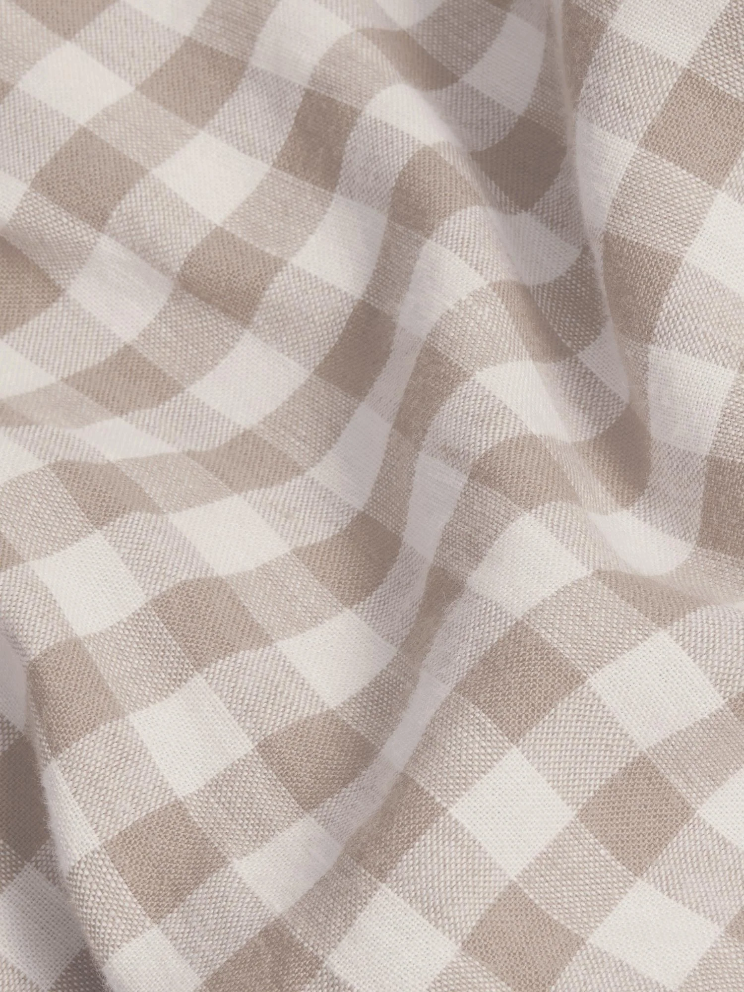Mushroom Gingham 100% Linen Fitted Sheet - Image 3