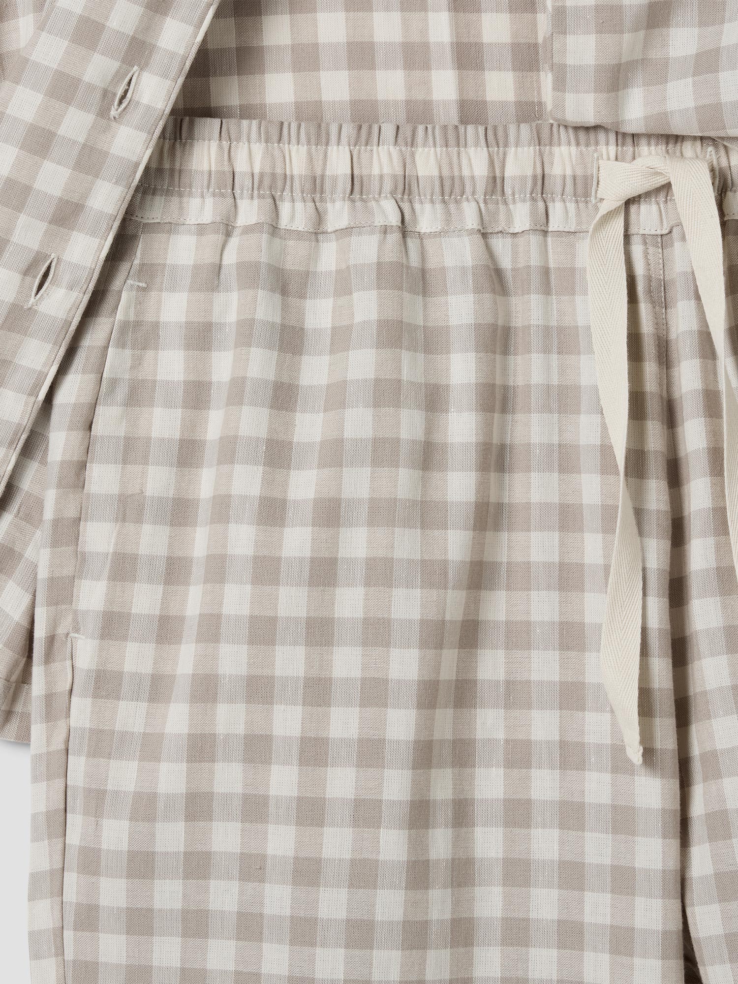 Mushroom Gingham Linen Blend Pyjama Trouser Set - Image 3