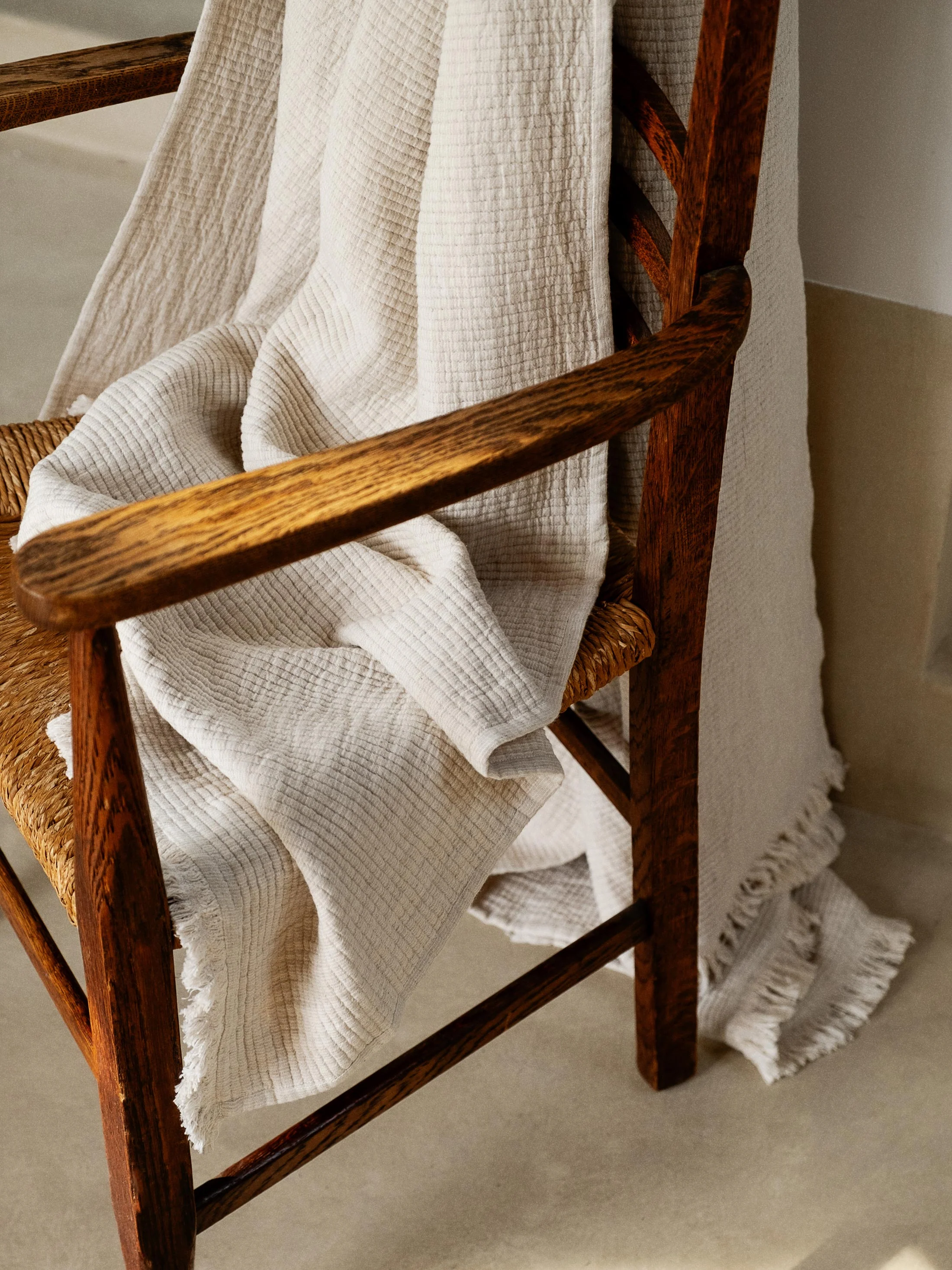 Oatmeal Cotton Textured Throw - Image 2