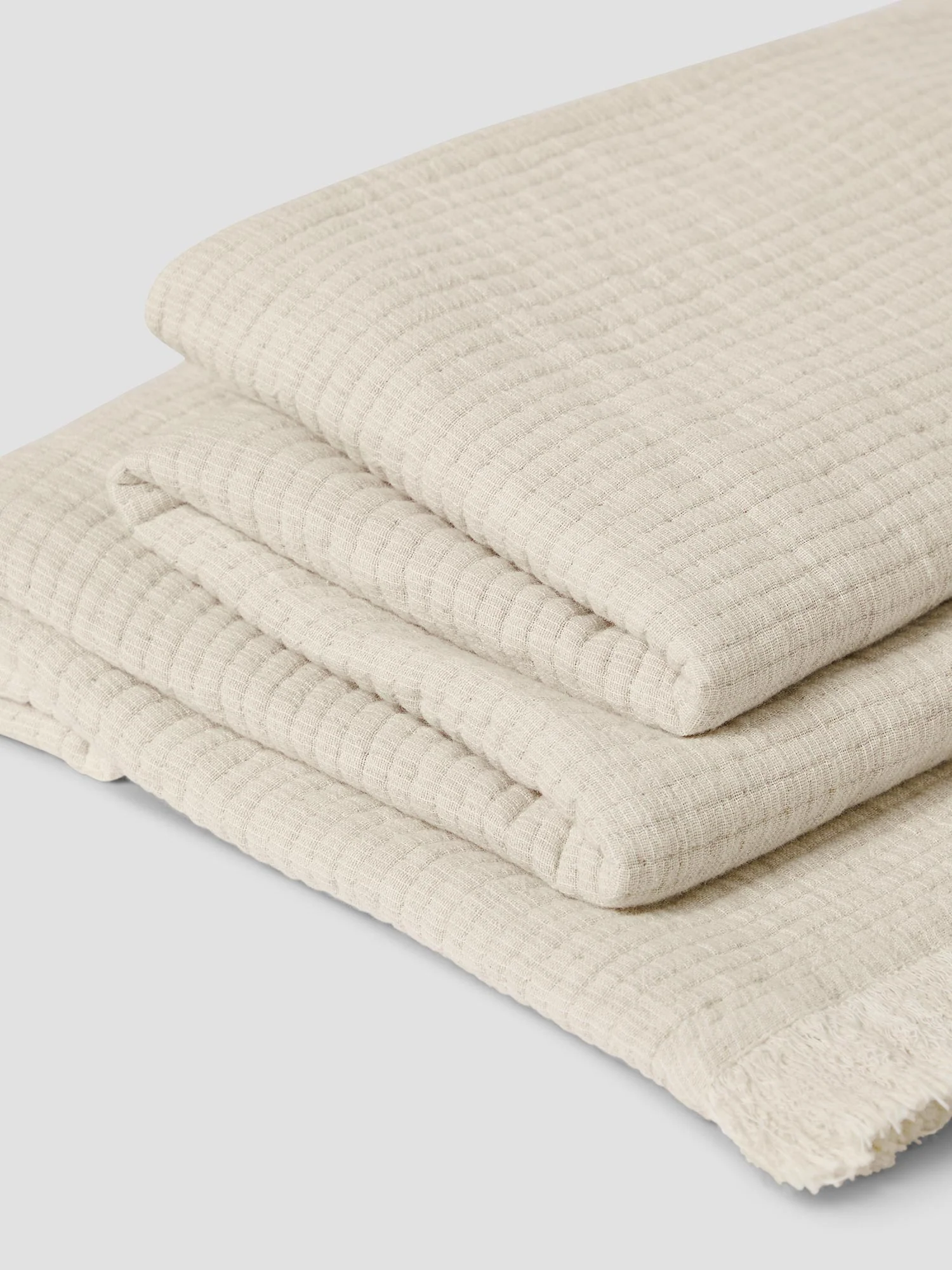 Oatmeal Cotton Textured Throw - Image 3