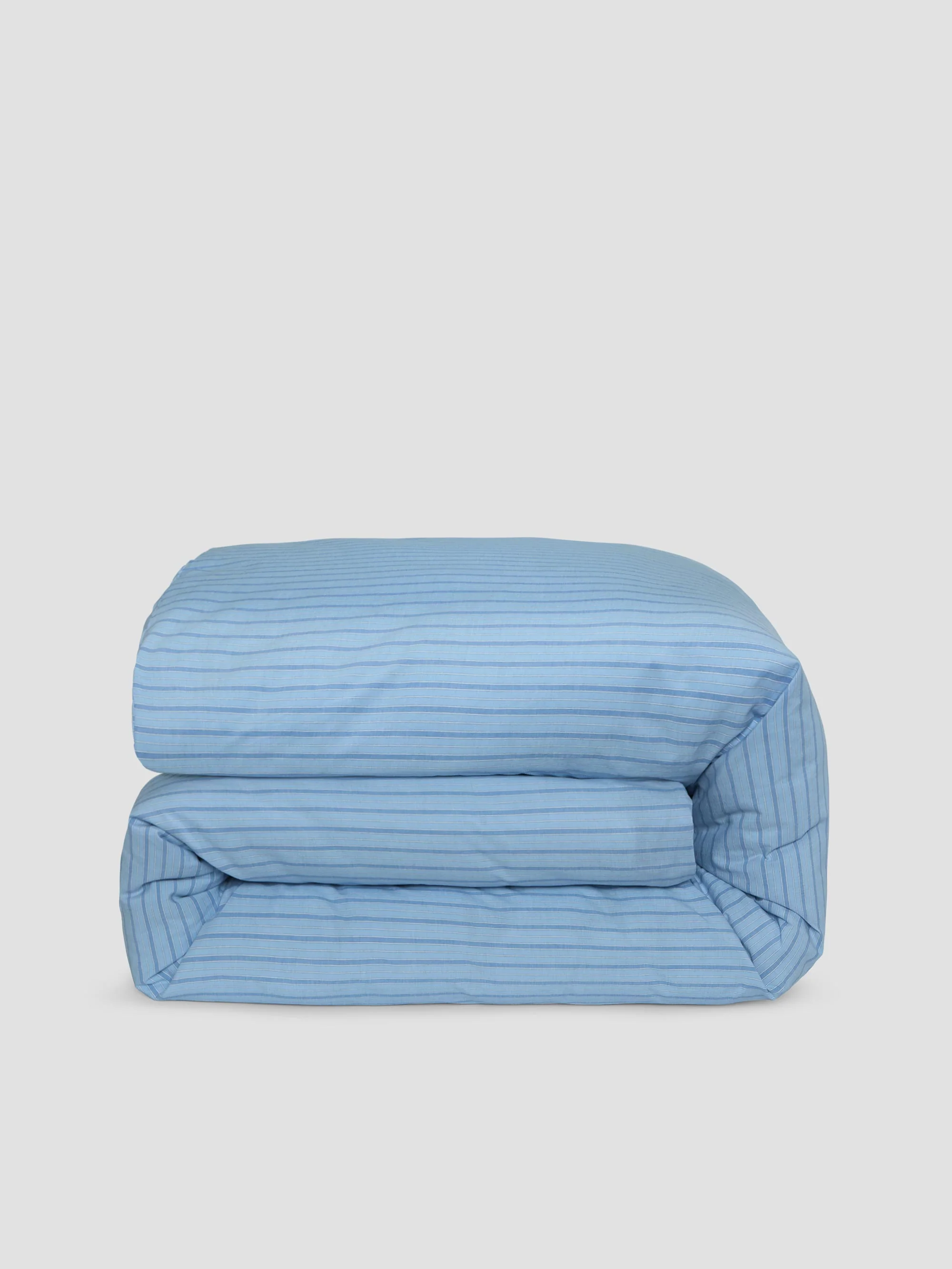 Pale Blue Favourite Shirt Stripe Cotton Duvet Cover - Image 3