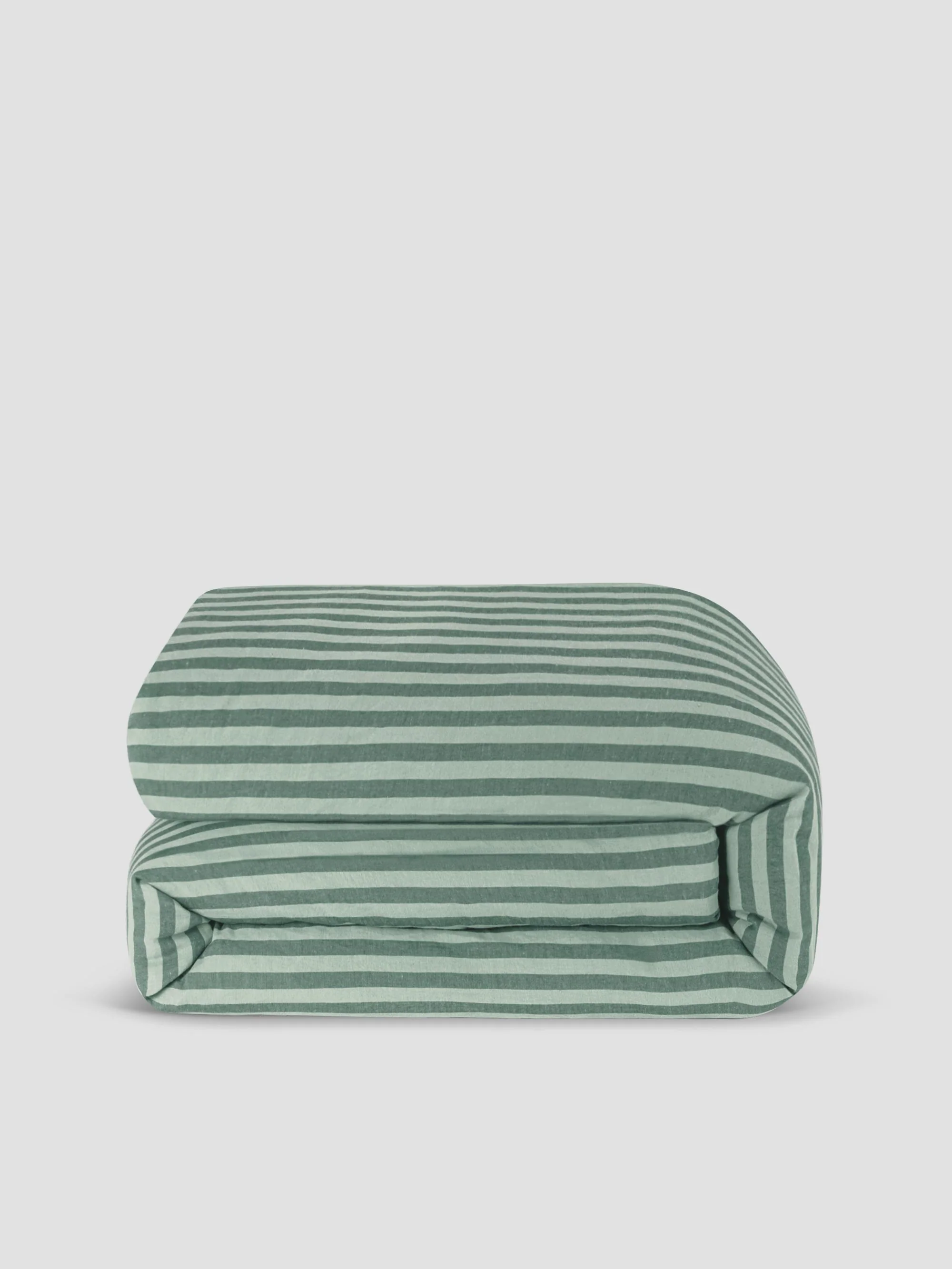 Pine Green Pembroke Stripe 100% Linen Duvet Cover - Image 3