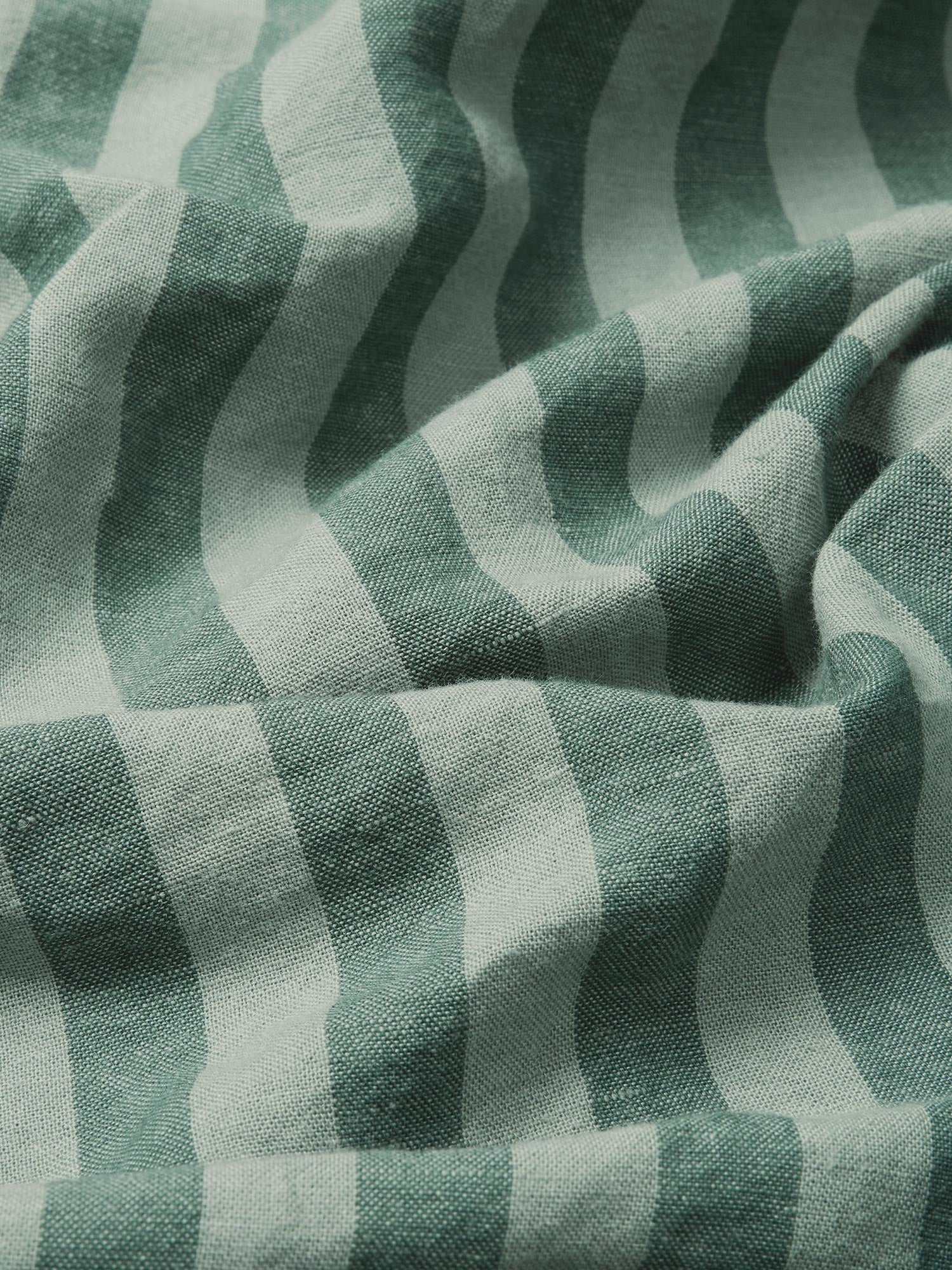 Pine Green Pembroke Stripe 100% Linen Fitted Sheet - Image 3