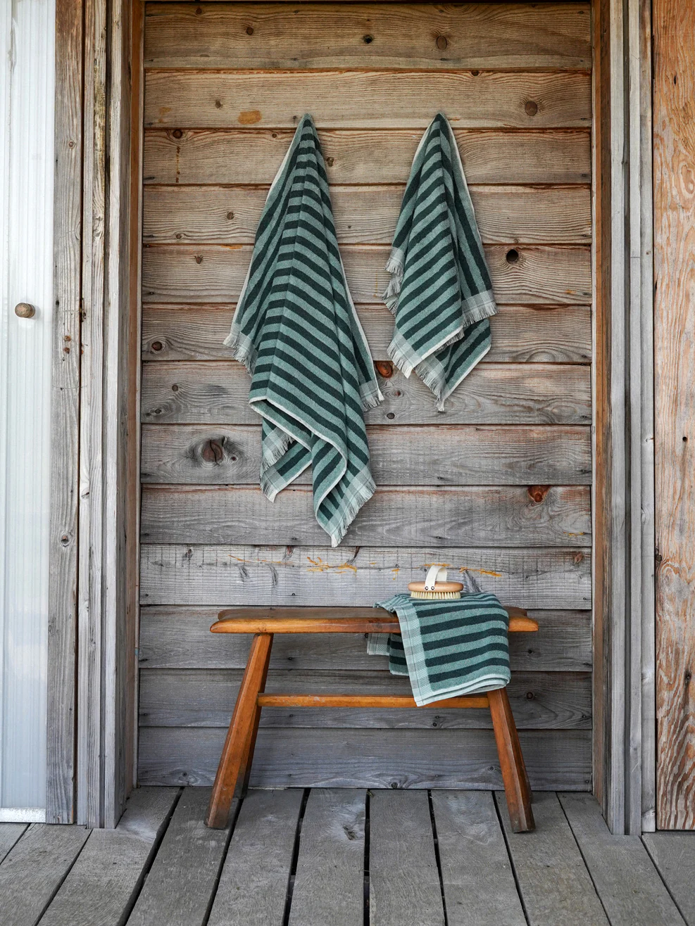 Pine Green Pembroke Stripe Cotton Towels - Image 3