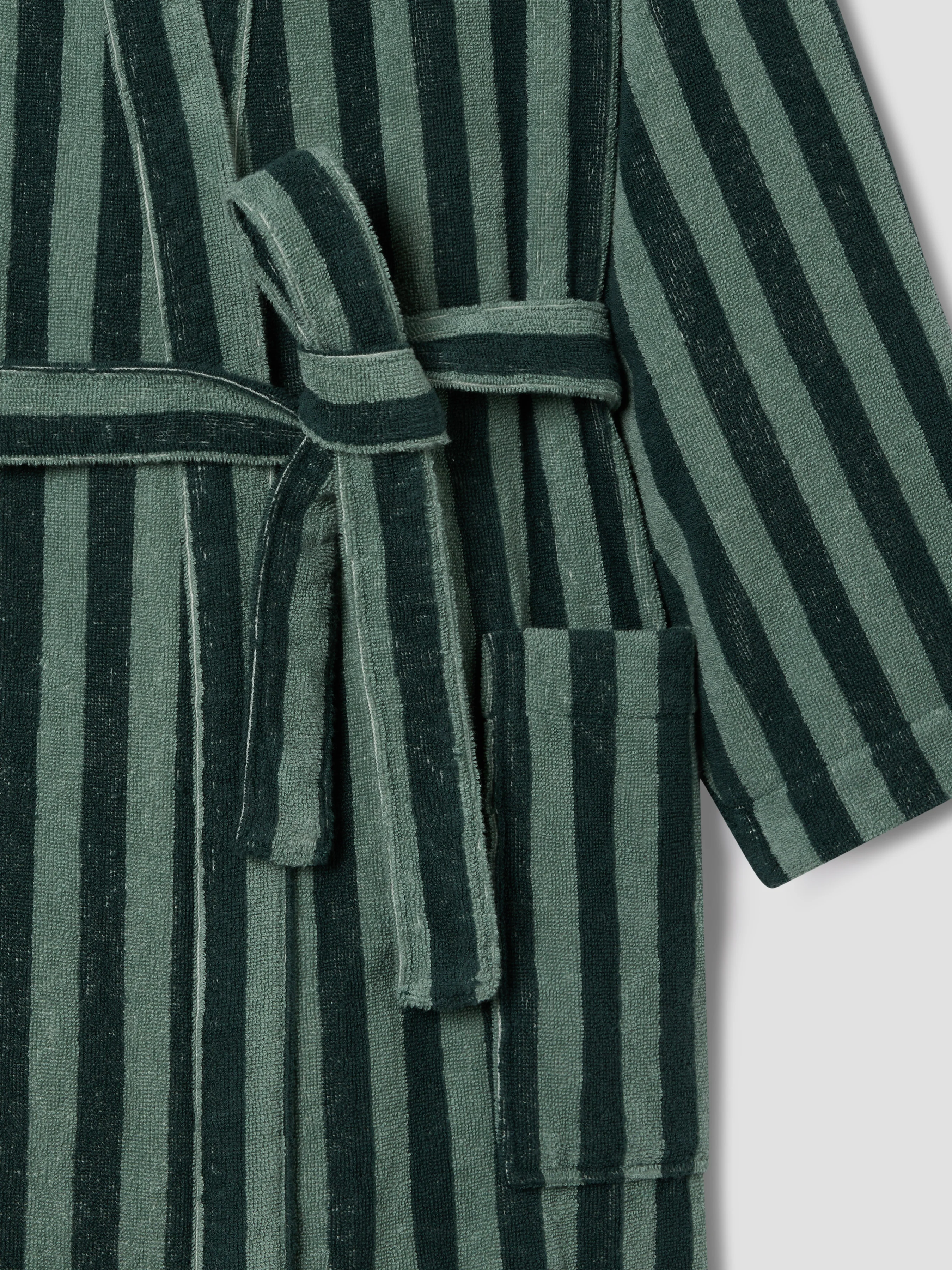 Pine Green Pembroke Stripe Cotton Robe - Image 4