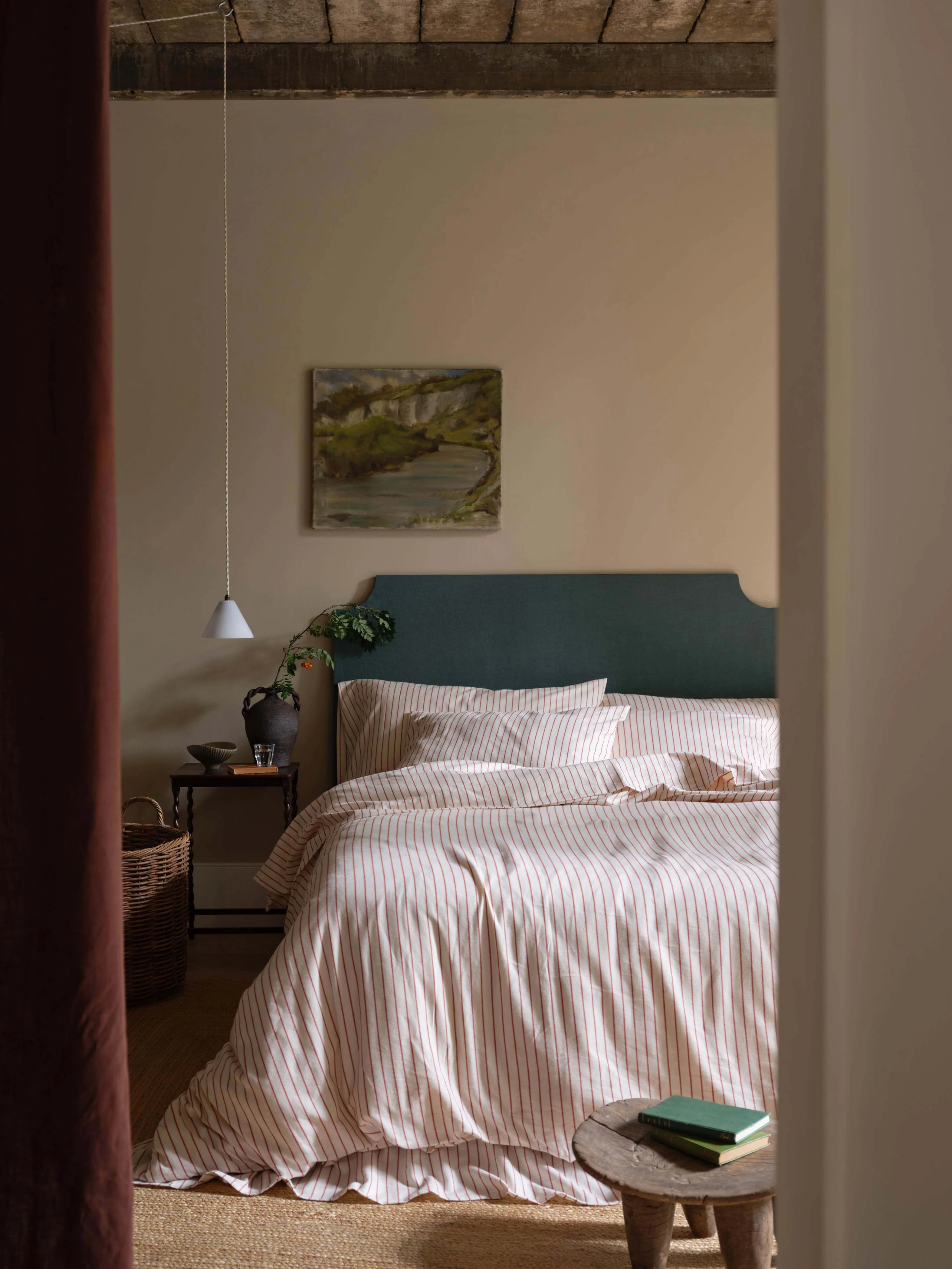 Red Clayton Stripe Brushed Cotton Duvet Cover - Image 2