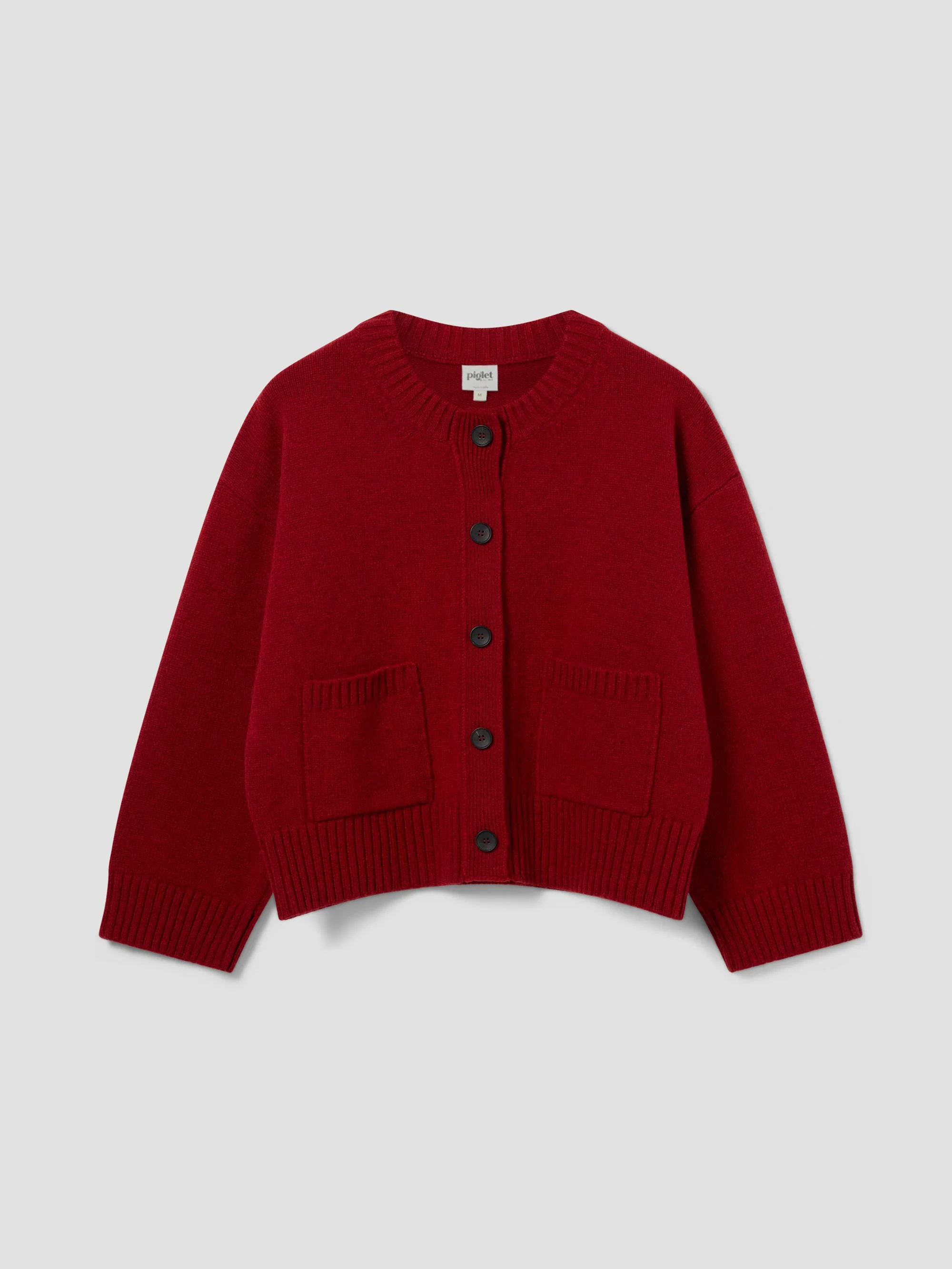 Red Crew Neck Wool Cardigan - Image 4