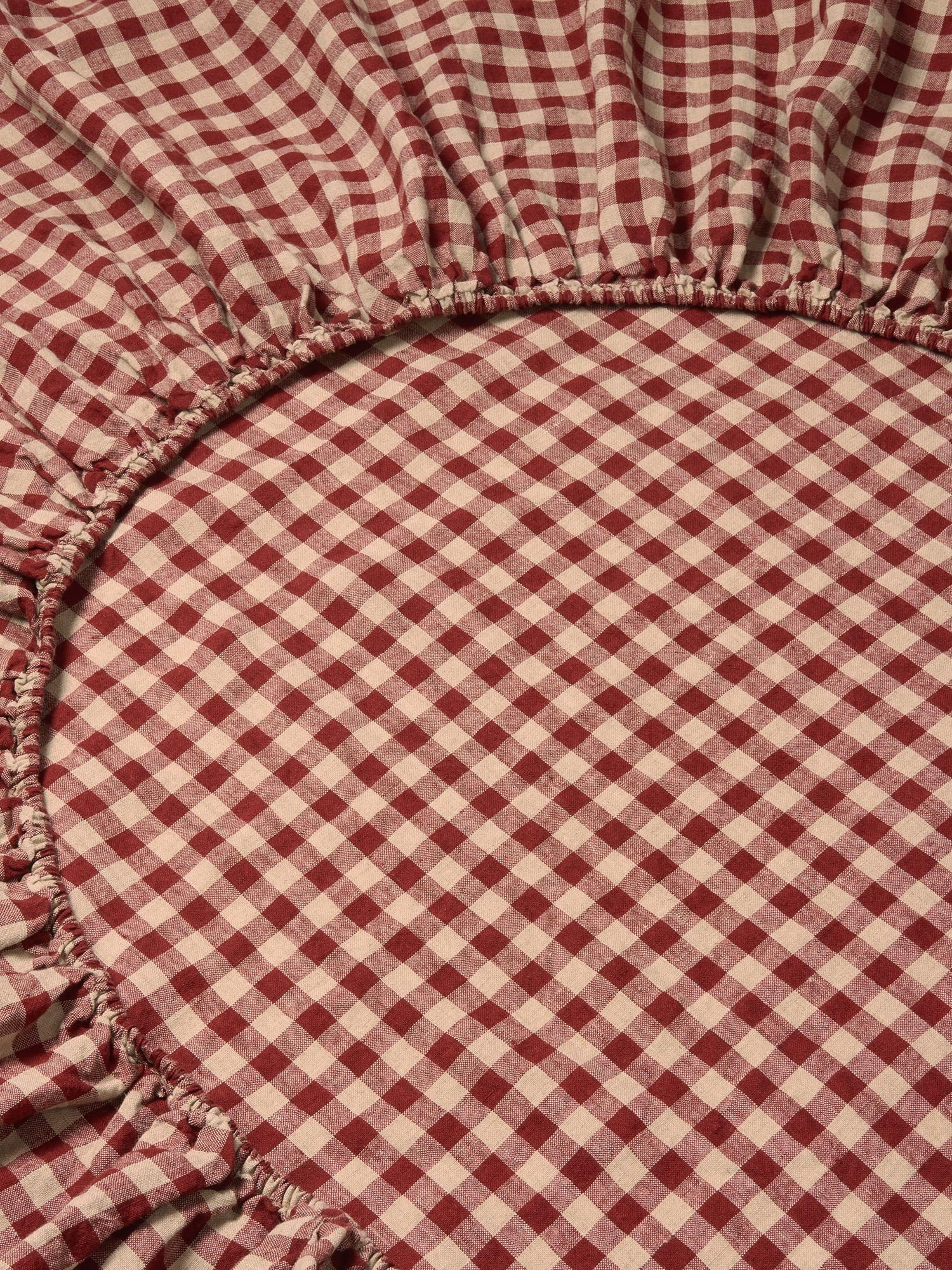 Rhubarb Gingham Linen Blend Fitted Sheet - Image 2