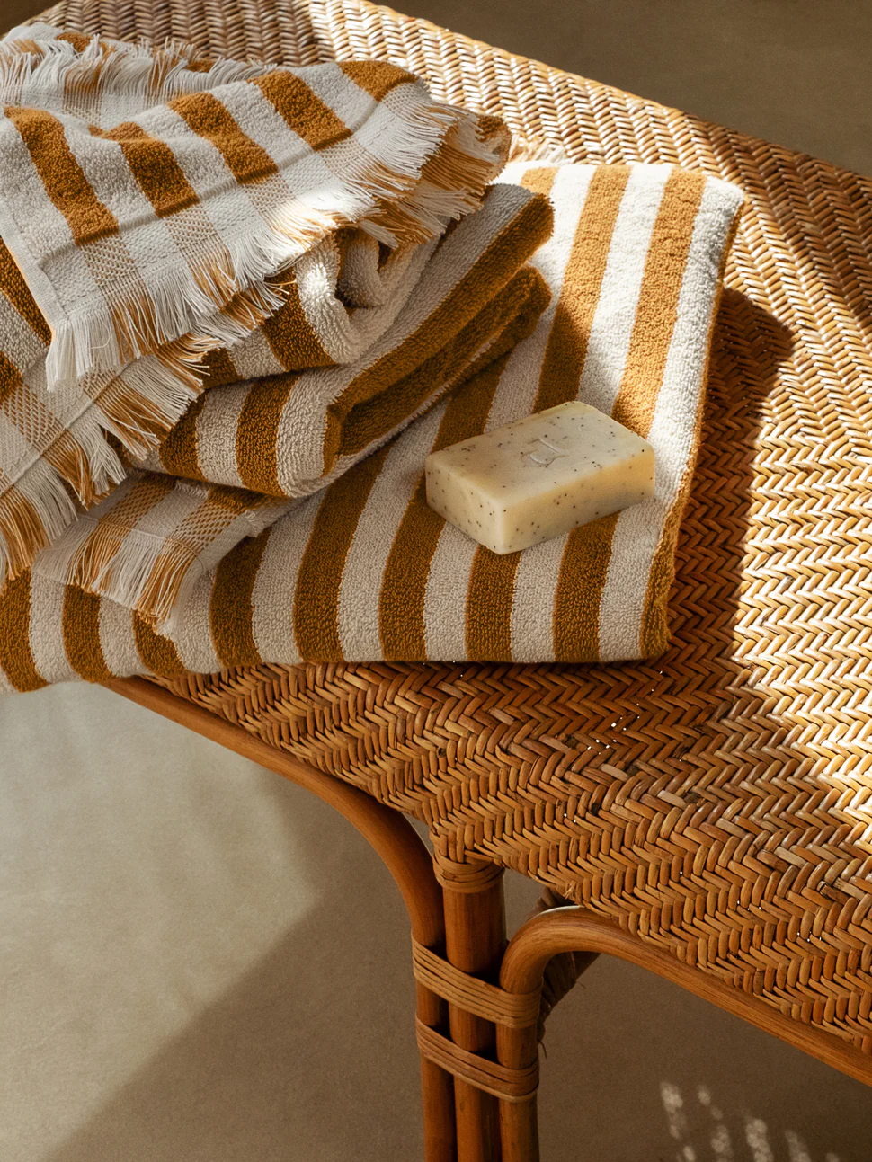 Russet Yellow Pembroke Stripe Cotton Towels - Image 3