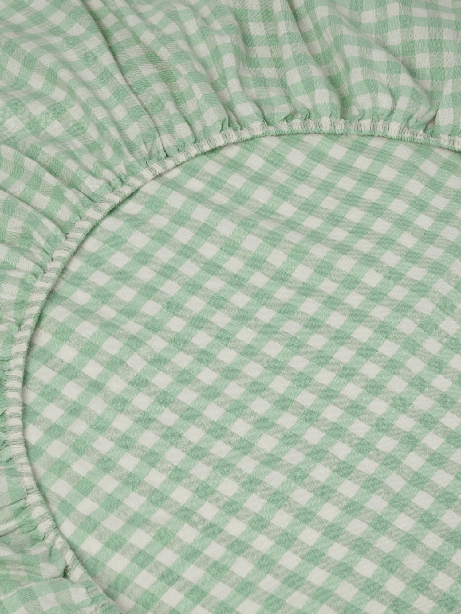 Sage Green Gingham Linen Blend Fitted Sheet - Image 2