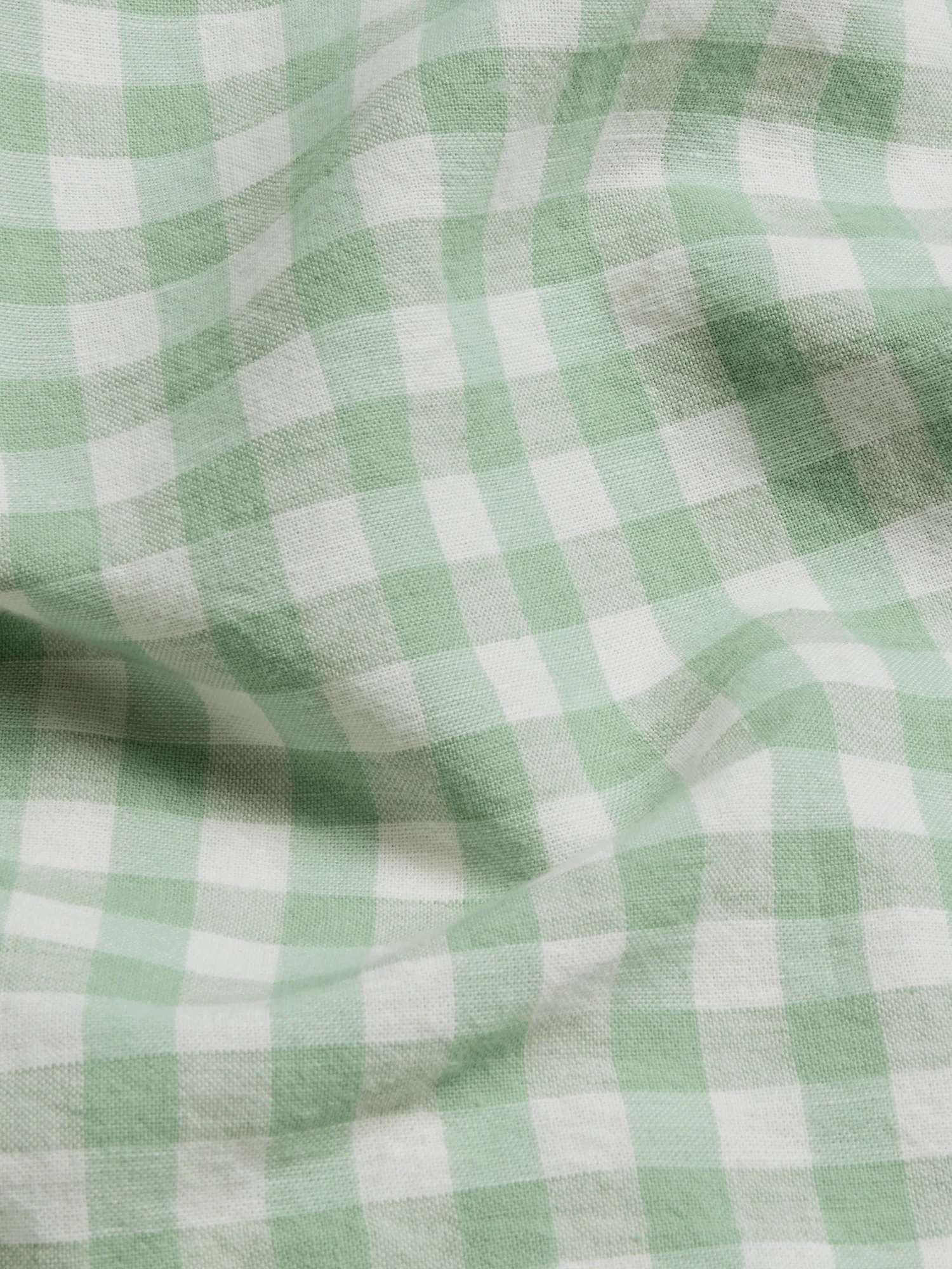 Sage Green Gingham Linen Blend Fitted Sheet - Image 3