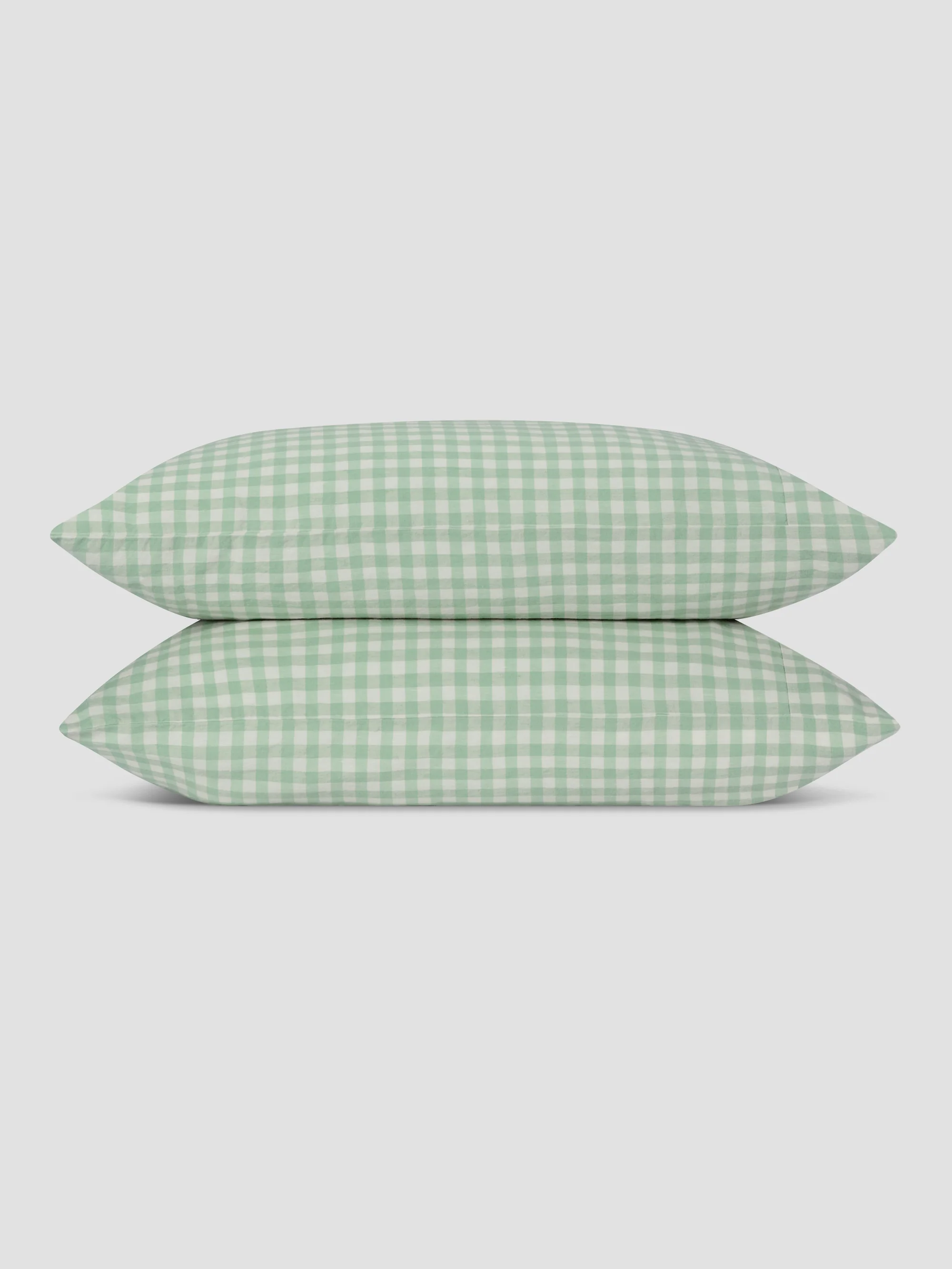 Sage Green Gingham Linen Blend Pillowcase (Pair) - Image 2