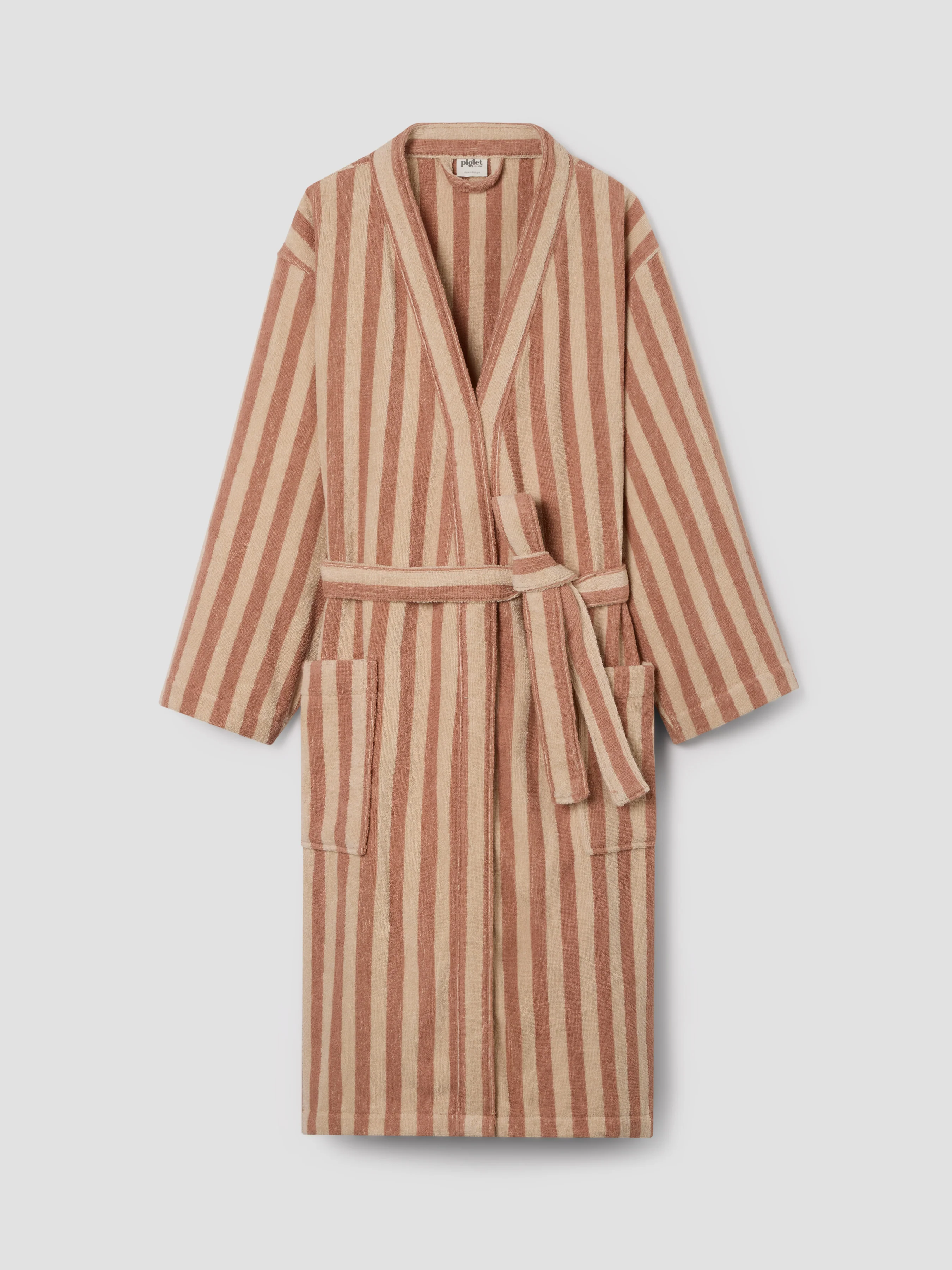 Sand Shell Pembroke Stripe Cotton Robe - Image 4