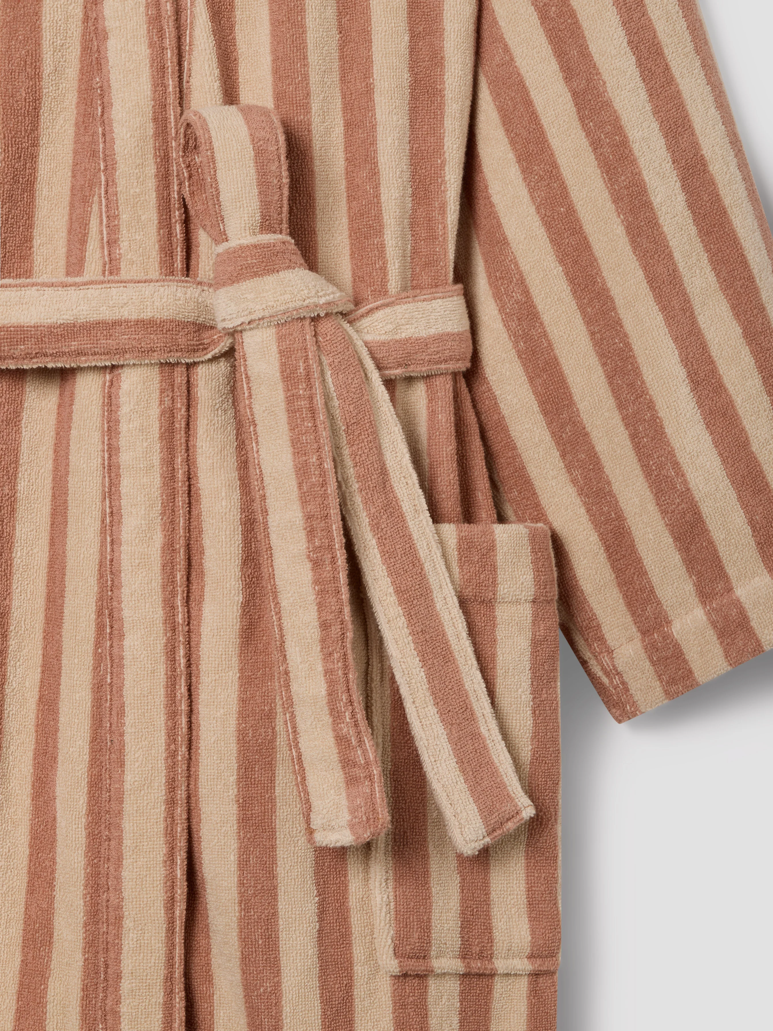 Sand Shell Pembroke Stripe Cotton Robe - Image 5