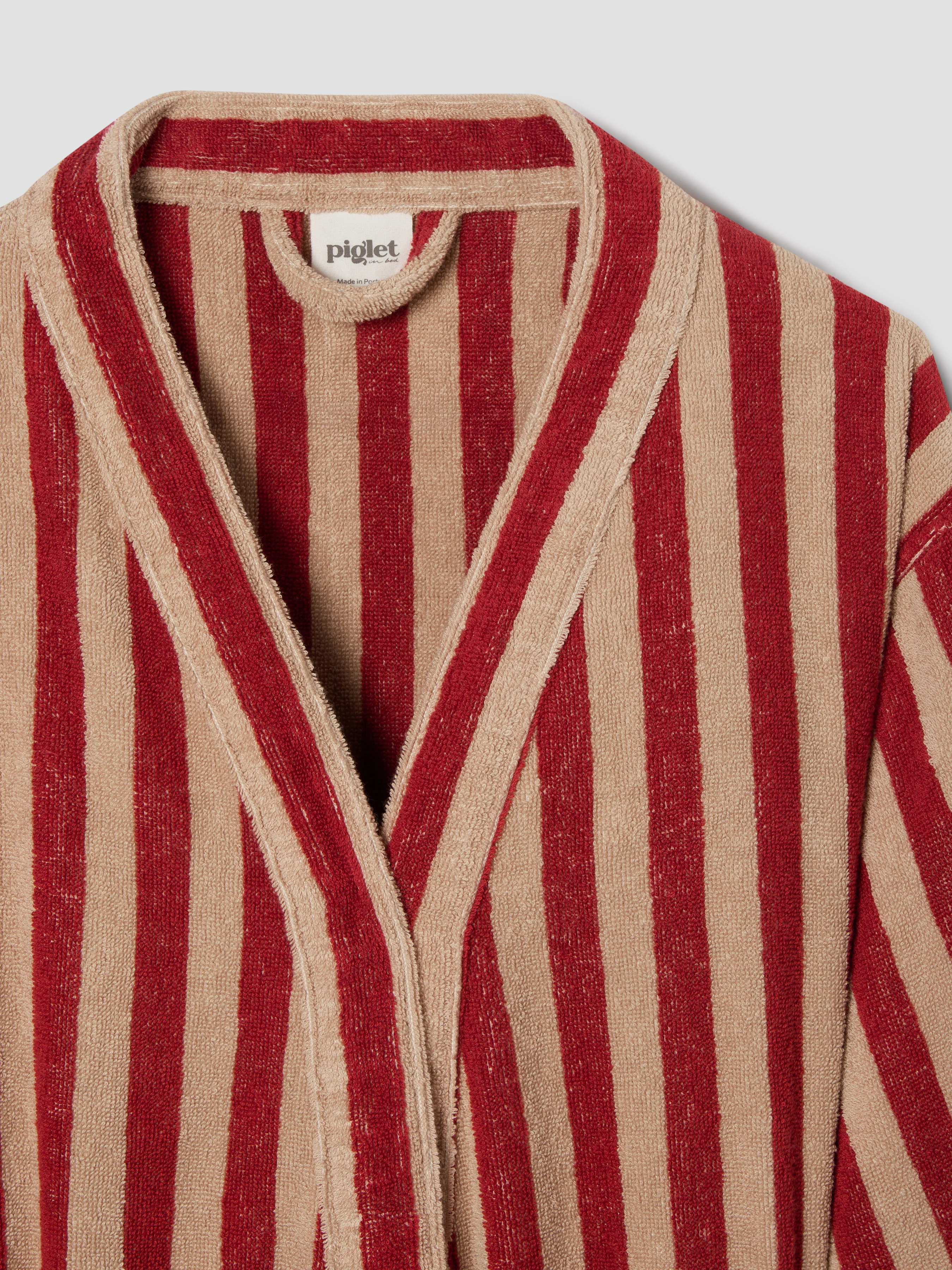 Sandstone Red Pembroke Stripe Cotton Robe - Image 5