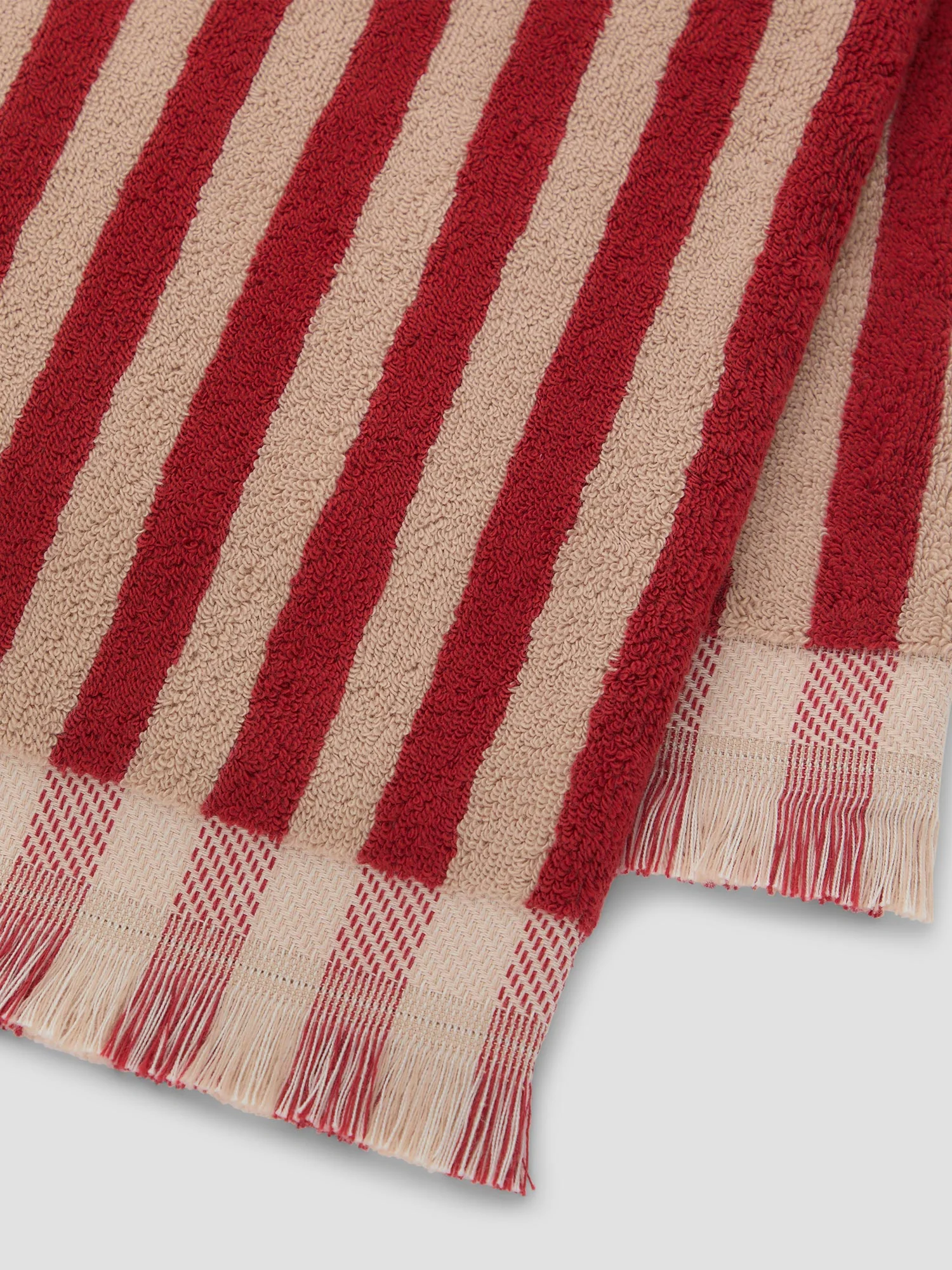 Sandstone Red Pembroke Stripe Cotton Towels - Image 4