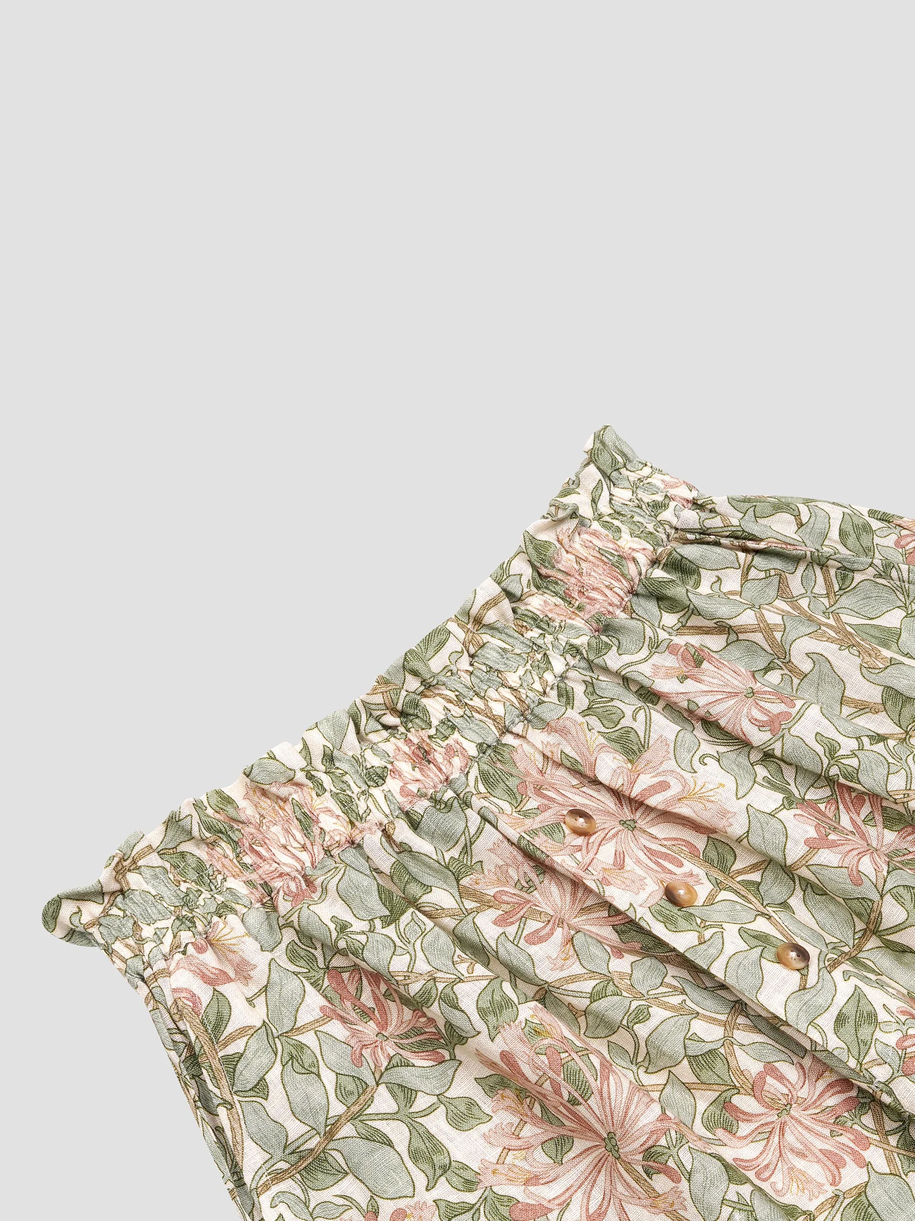 Soft Sage Honeysuckle Linen Women’s Pyjama Shorts Set - Image 4