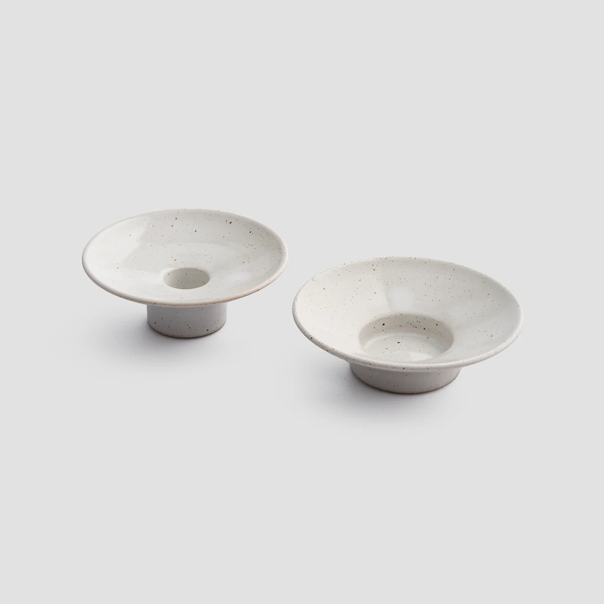 Speckled White Stubby Candle Holder - Image 3