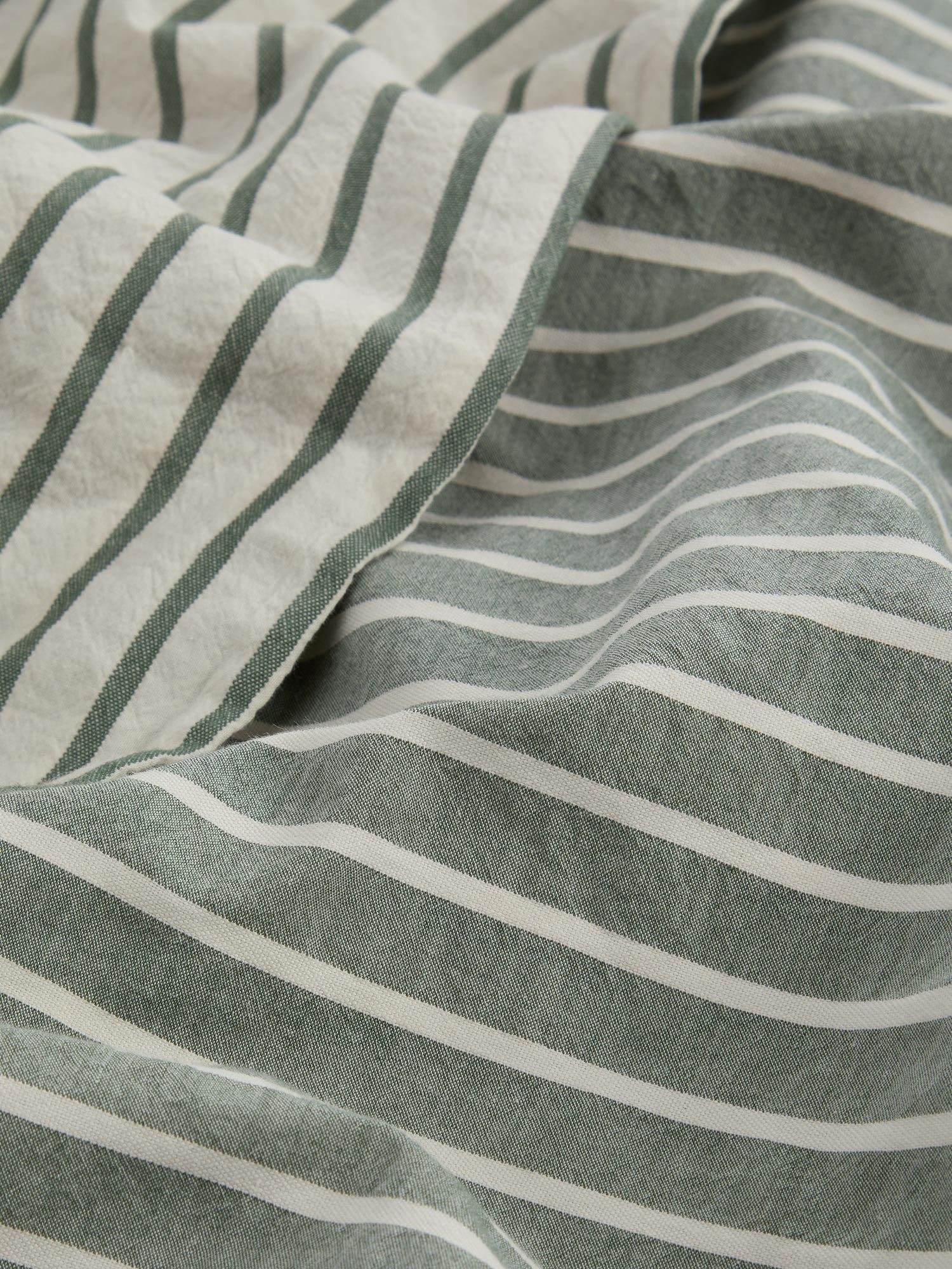 Spruce Green Textured Stripe Cotton Duvet Cover - Image 3