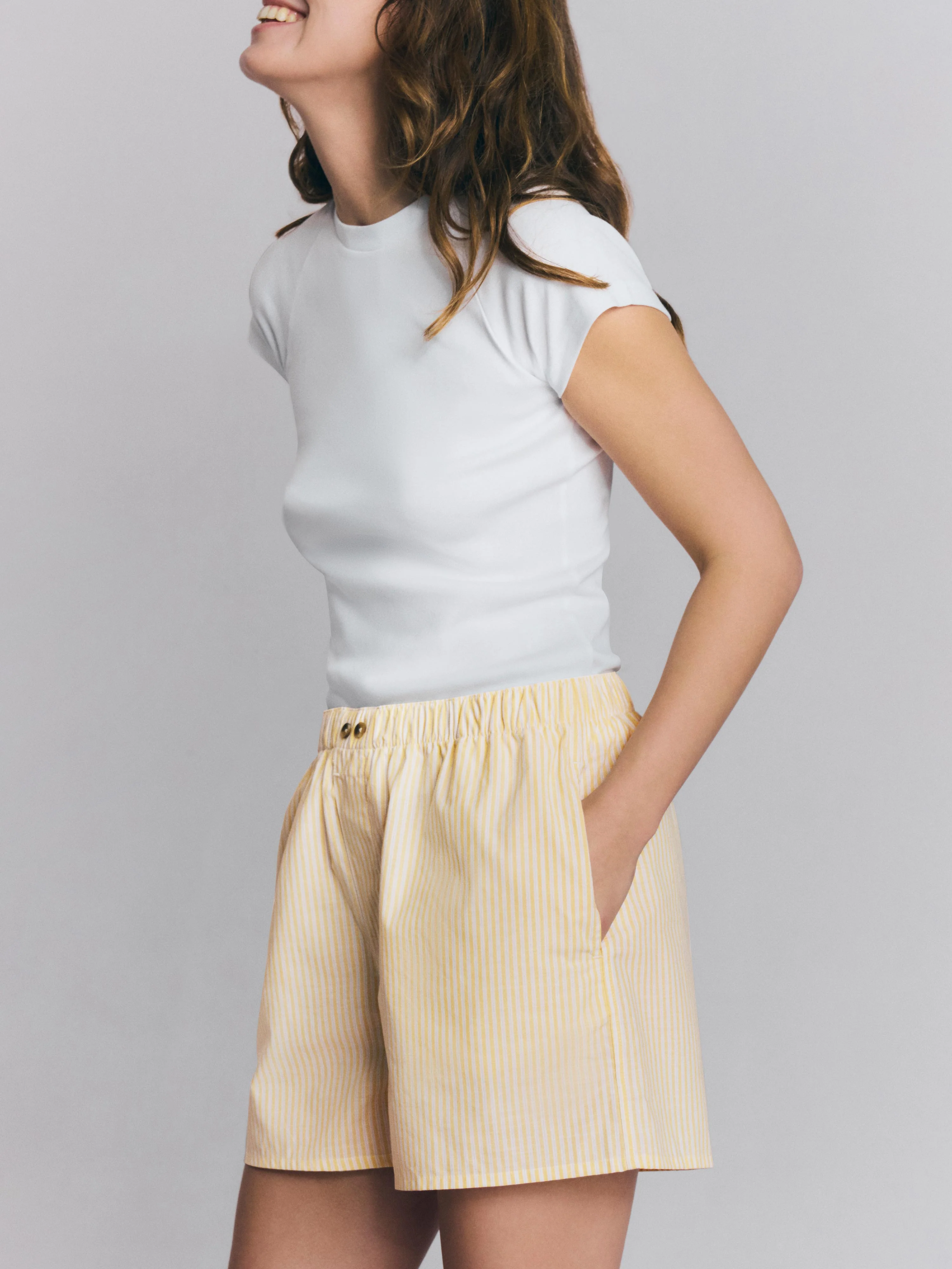 Sunny Yellow Stripe Cotton Boxer Shorts - Image 3