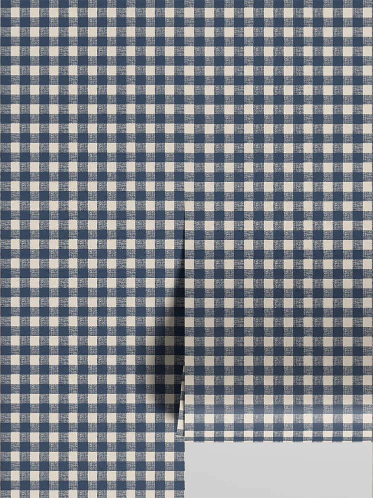 Titan Blue Gingham Wallpaper