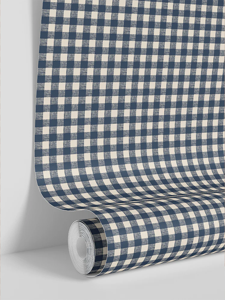 Titan Blue Gingham Wallpaper - Image 3