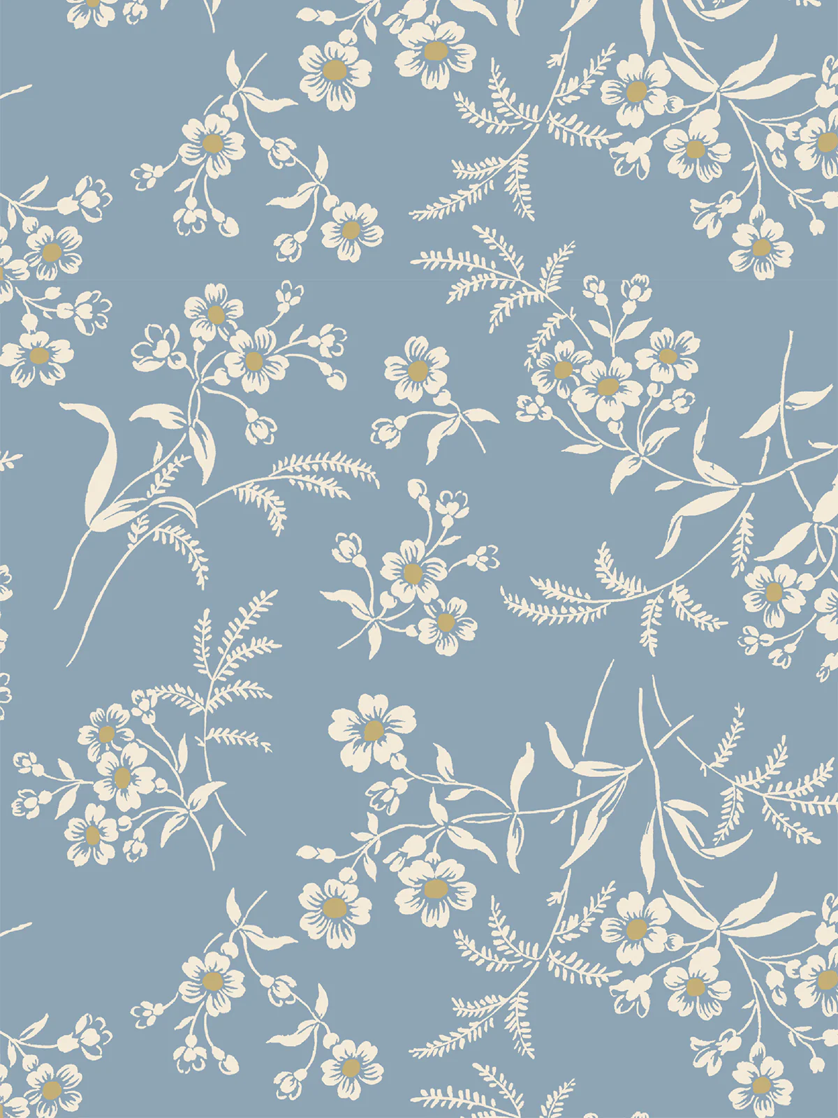 Warm Blue Camille Floral Wallpaper - Image 4