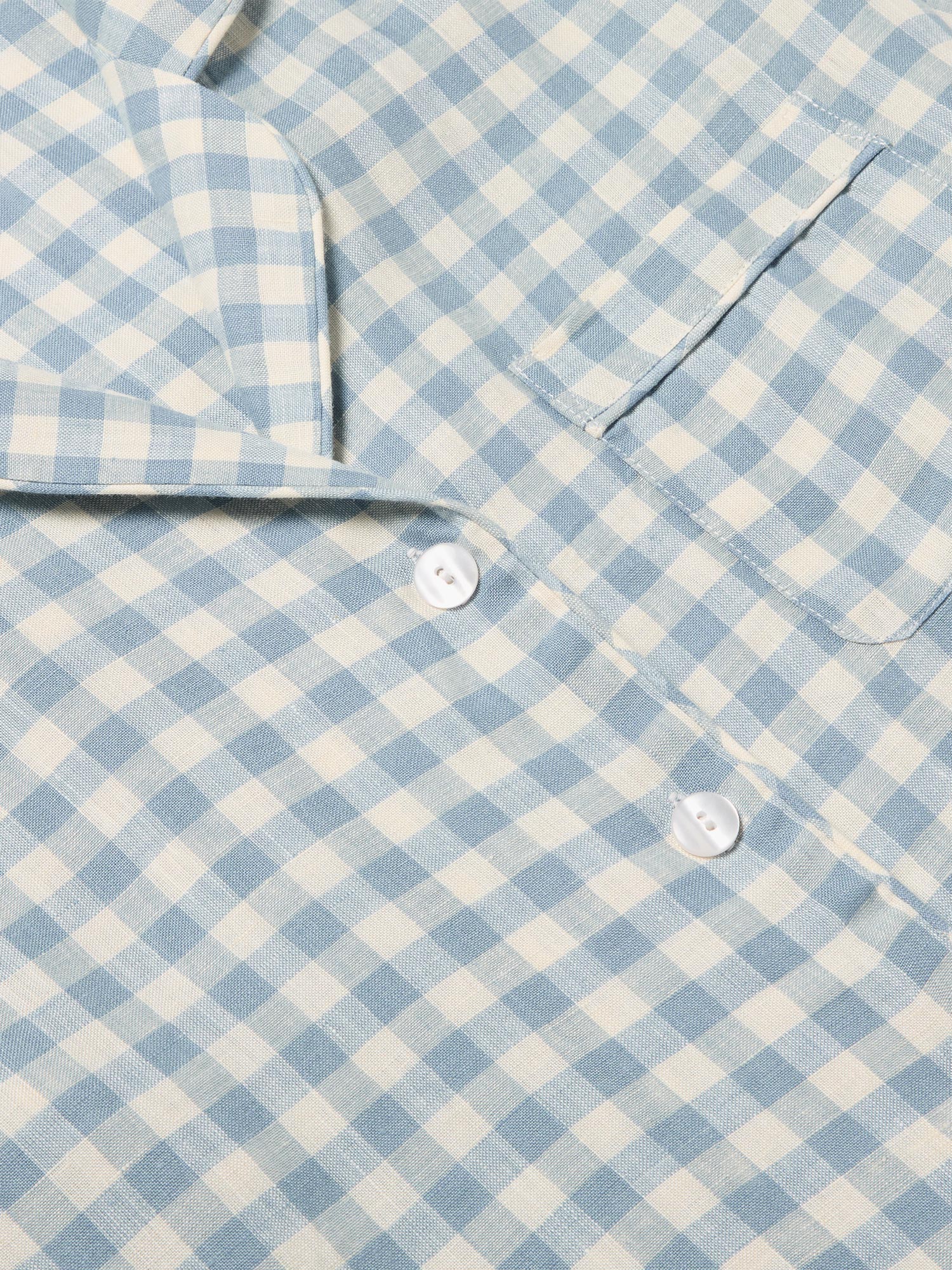 Warm Blue Gingham Linen Pyjama Shirt - Image 2
