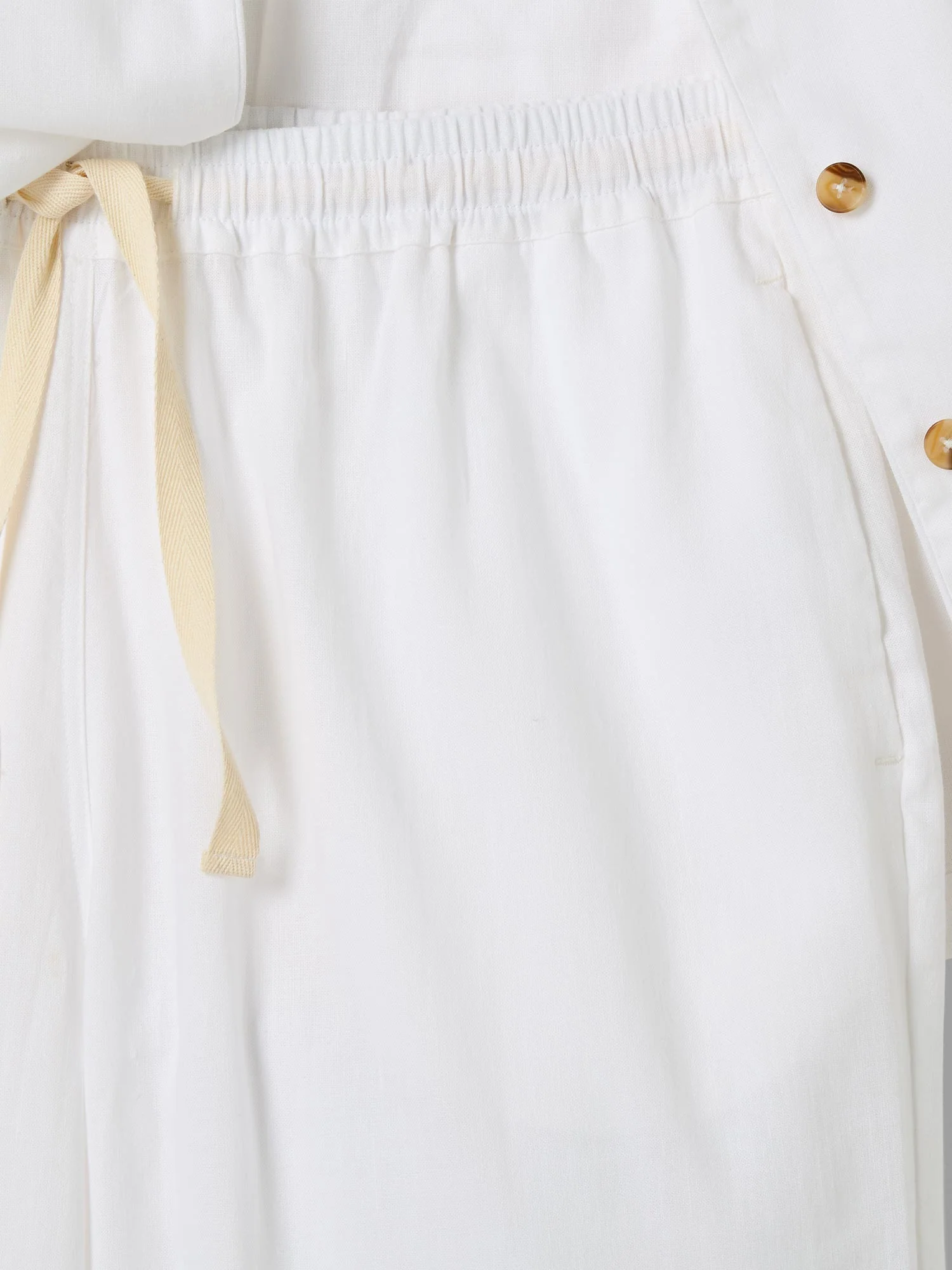 White Linen Blend Pyjama Trouser Set - Image 6