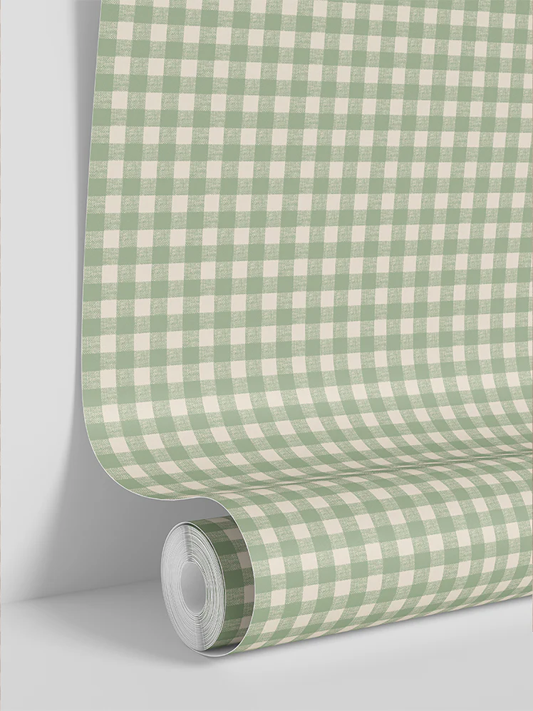 Winter Sage Gingham Wallpaper - Image 3